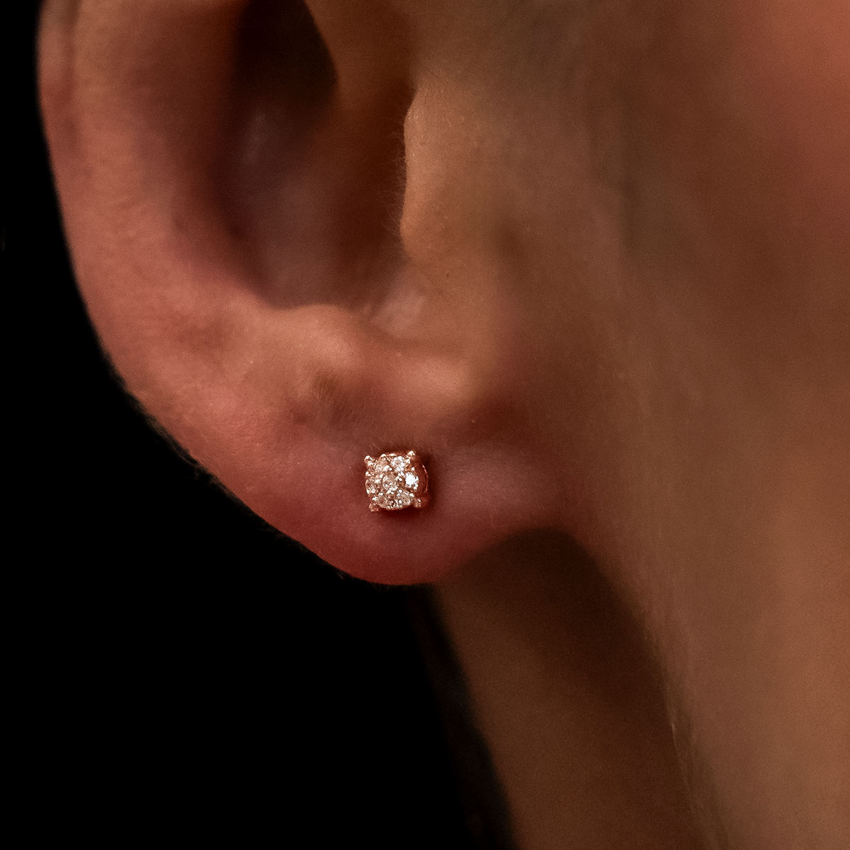 5mm Pave Round Earrings in Rose Gold