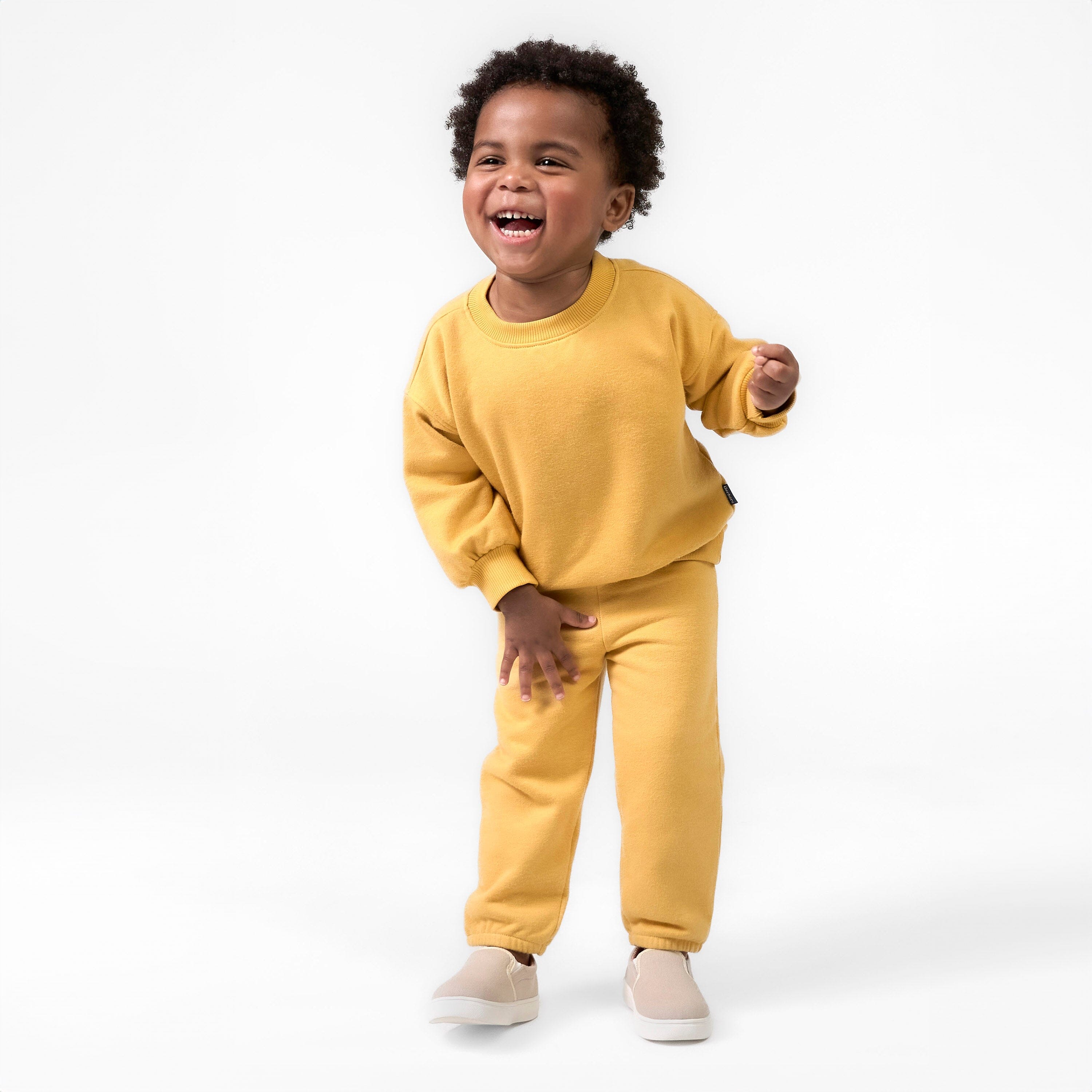 2-Piece Infant & Toddler Neutral Yellow Sweatshirt & Pant Set