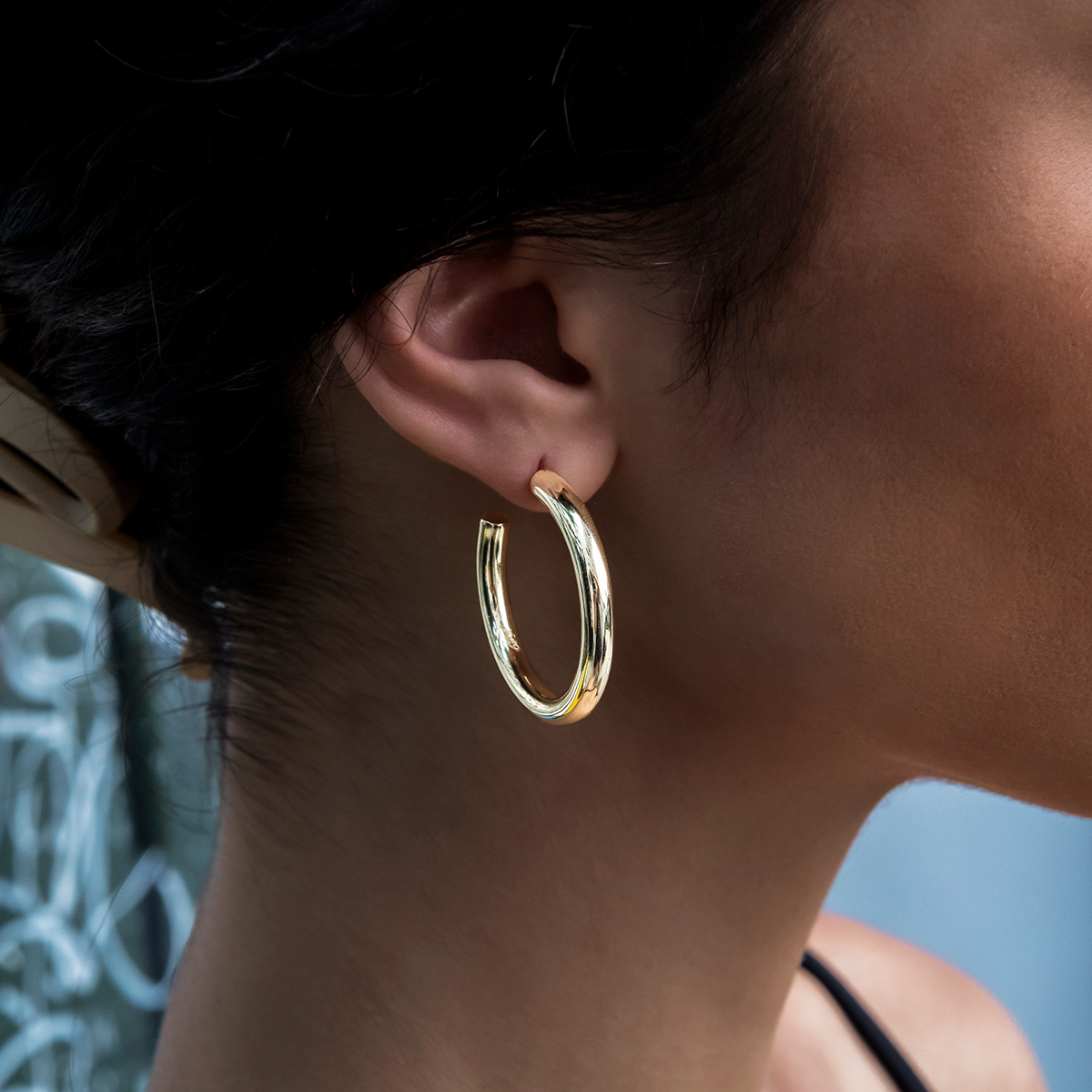 Tube Hoop Earrings in Yellow Gold