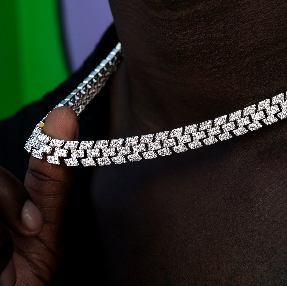 Diamond Spine Chain in White Gold