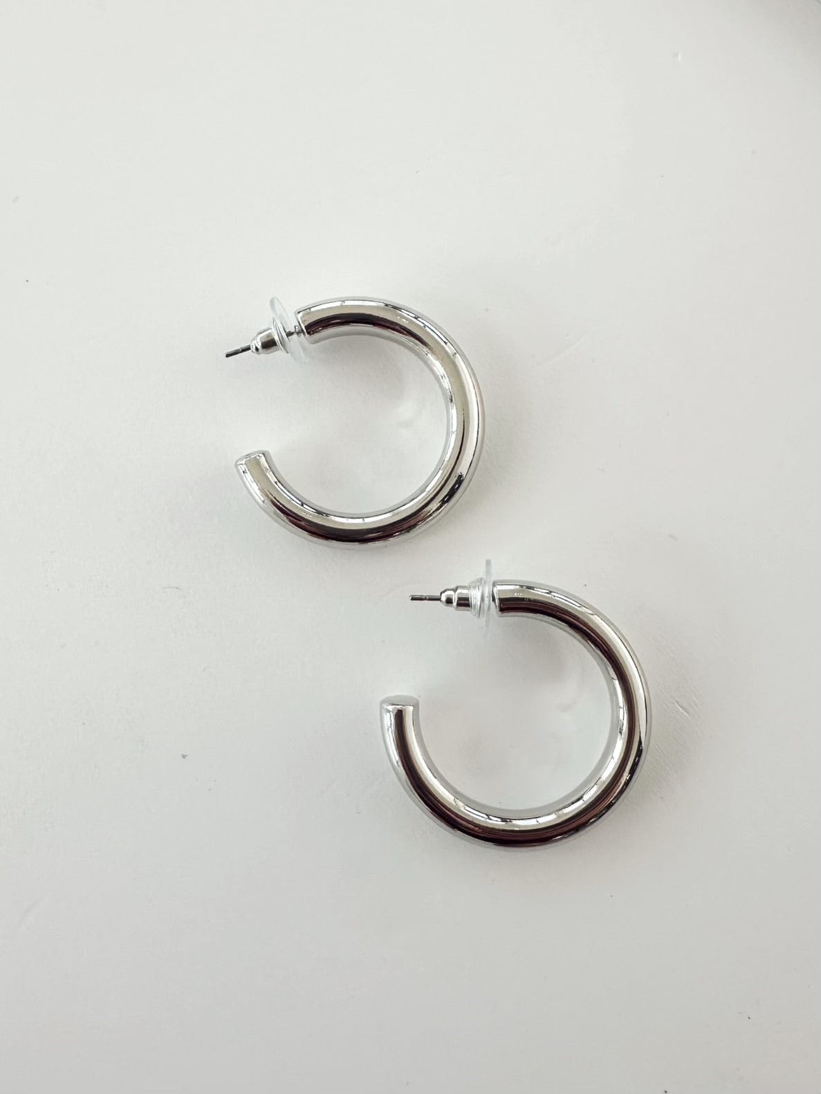 Silver Tube Hoop Earrings