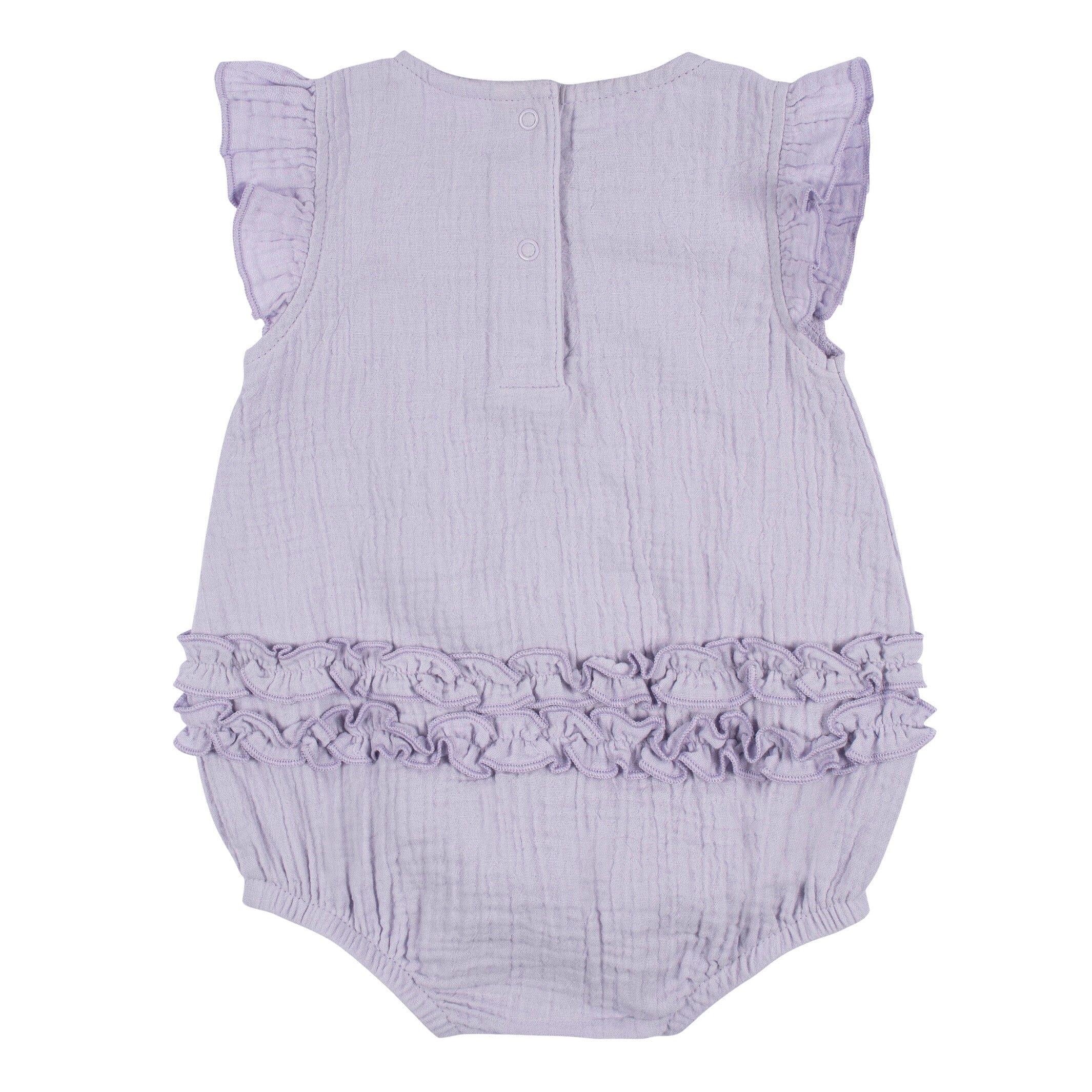 Baby Girls Purple Gauze Bubble Romper