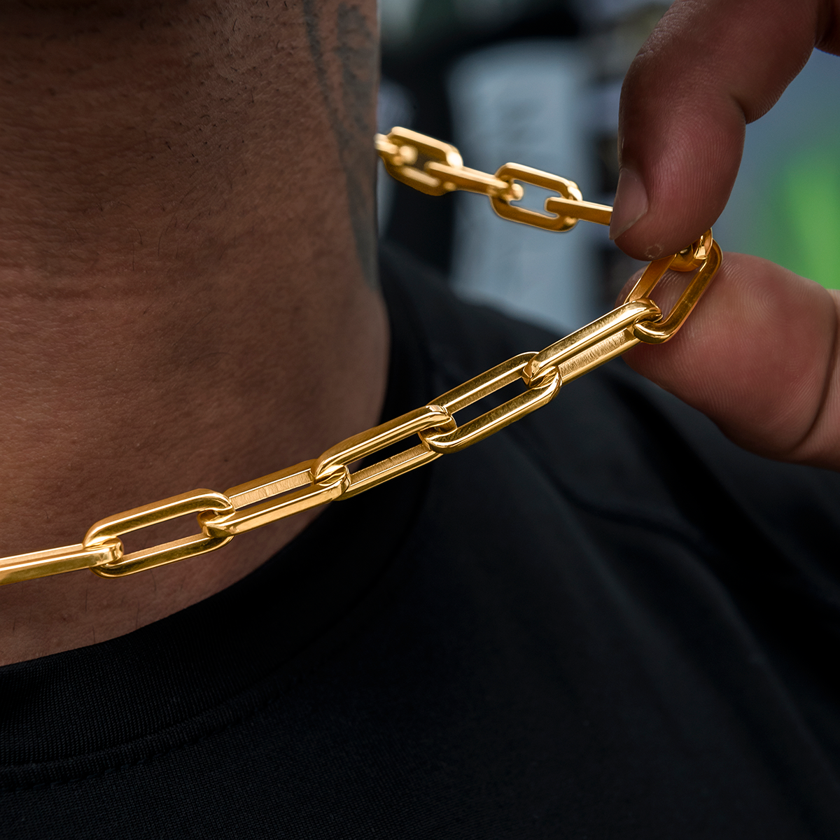 Paper Clip Chain in Yellow Gold- 8mm