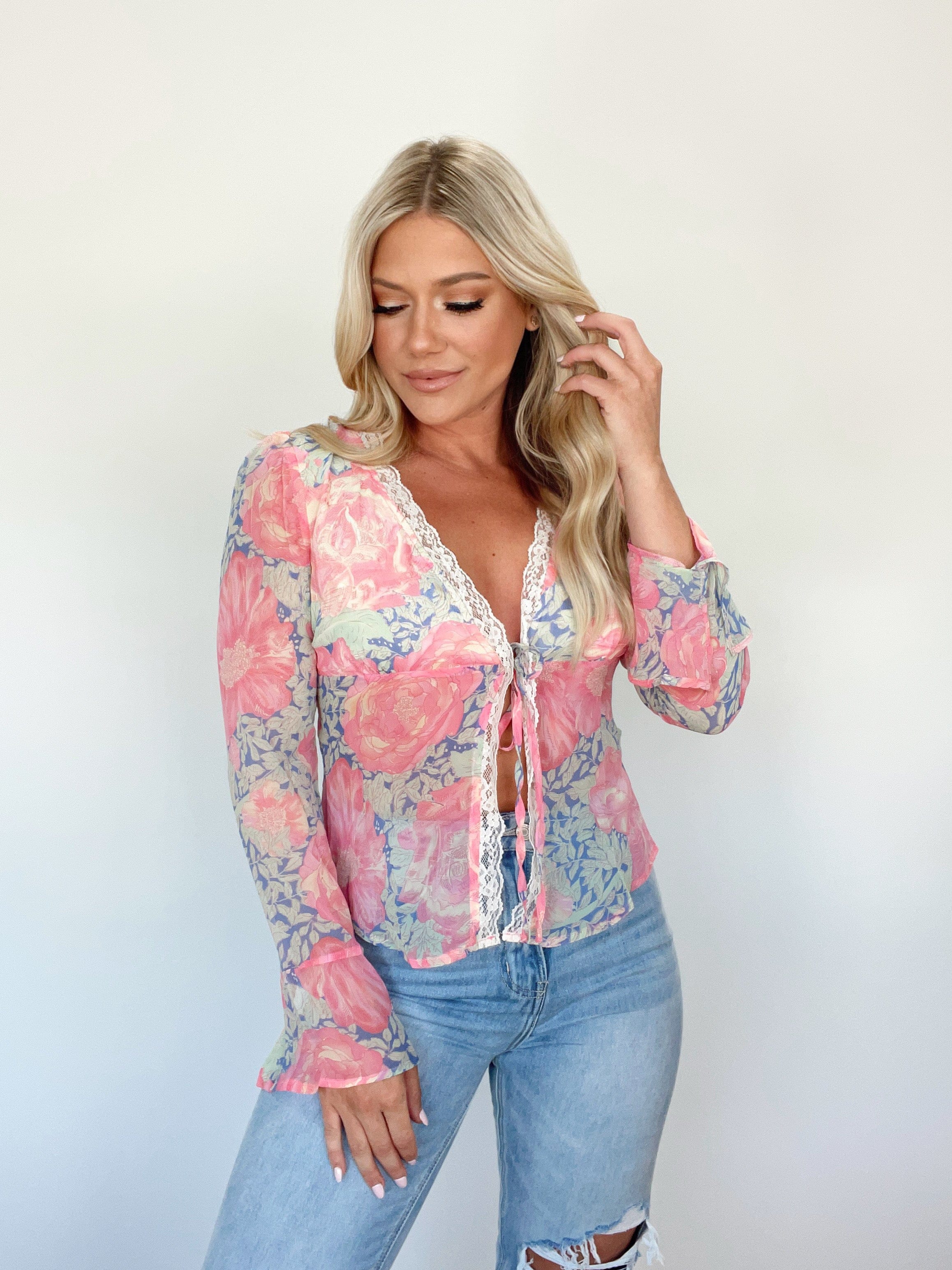 Petalscape Tie Blouse