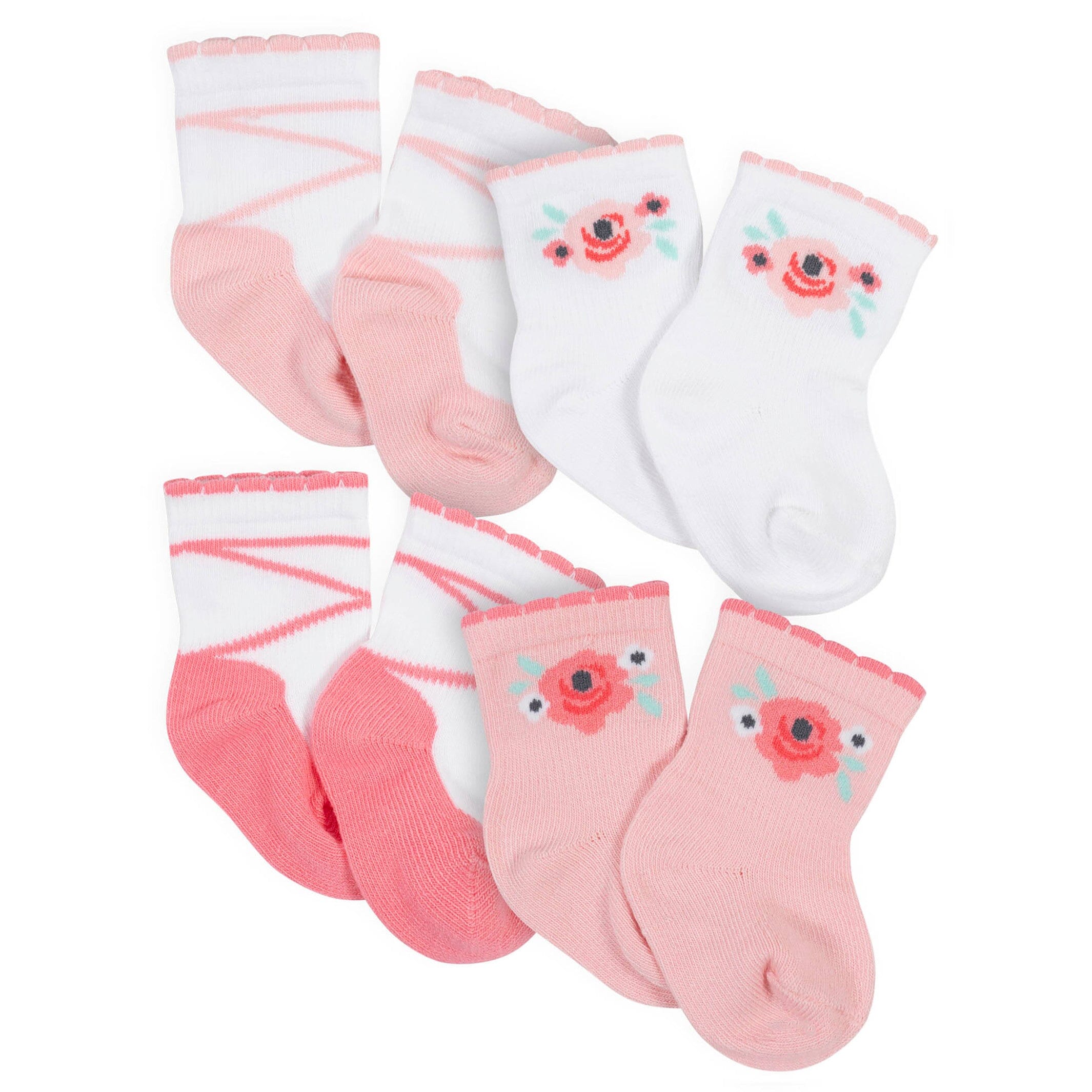 12-Pack Baby Girls Love, Floral, & Fairy Tale Wiggle-Proof Socks