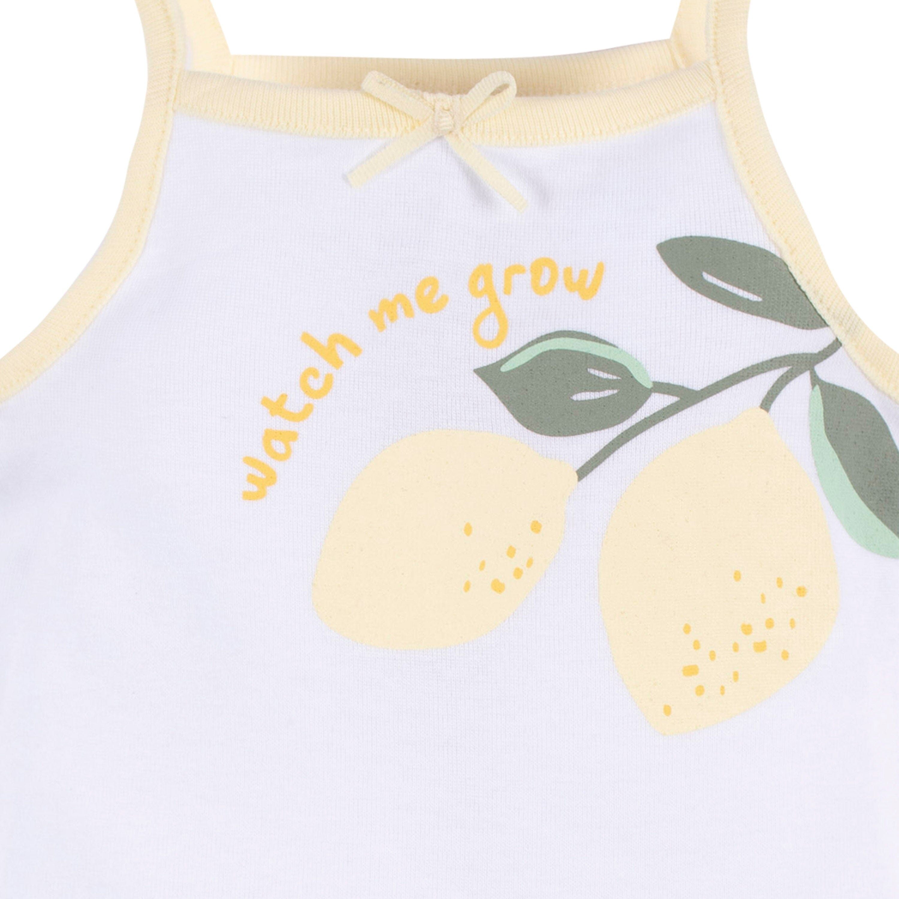 4-Pack Baby Girls Little Lemon Sleeveless Onesies Bodysuits