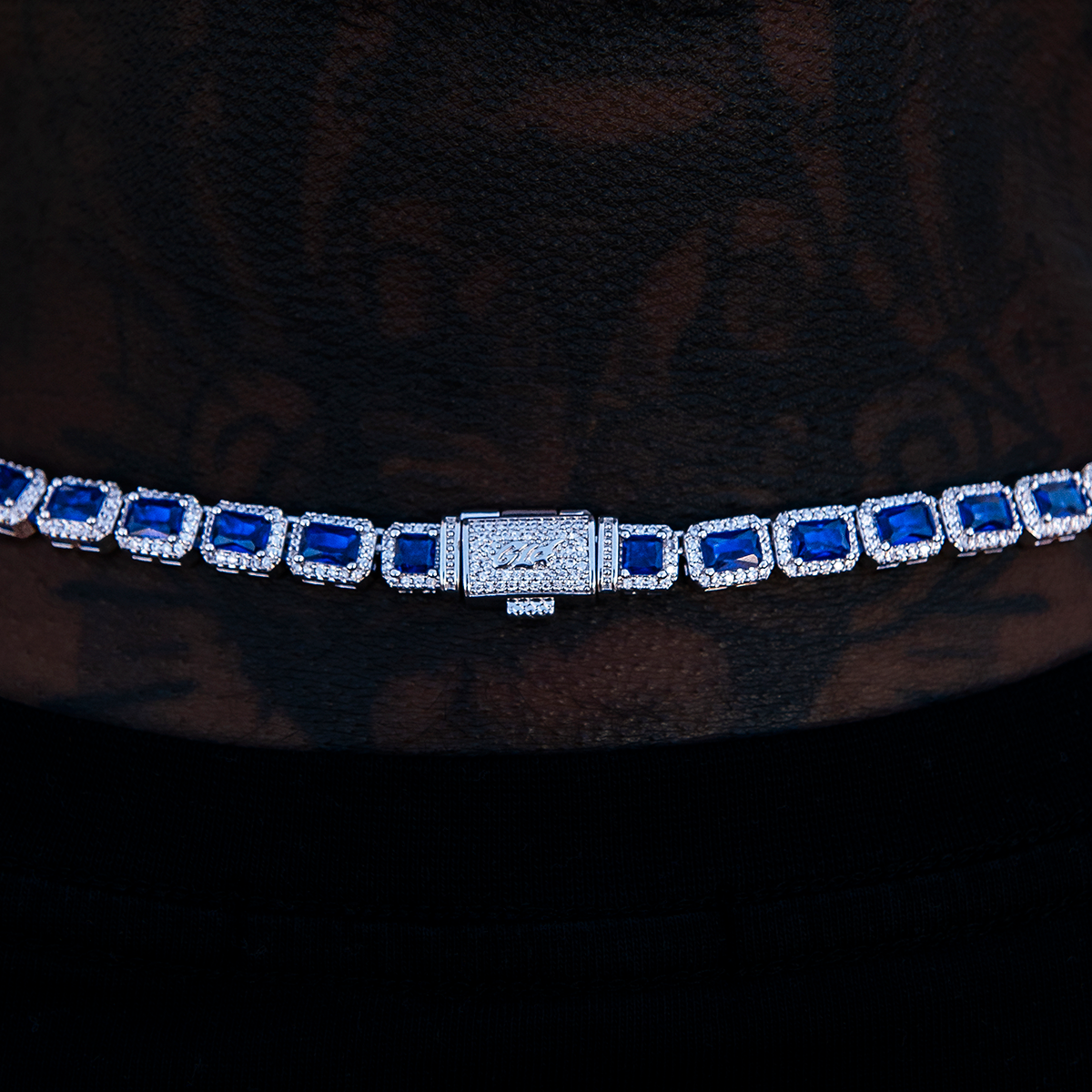 Sapphire Cushion Cut Tennis Chain in White Gold