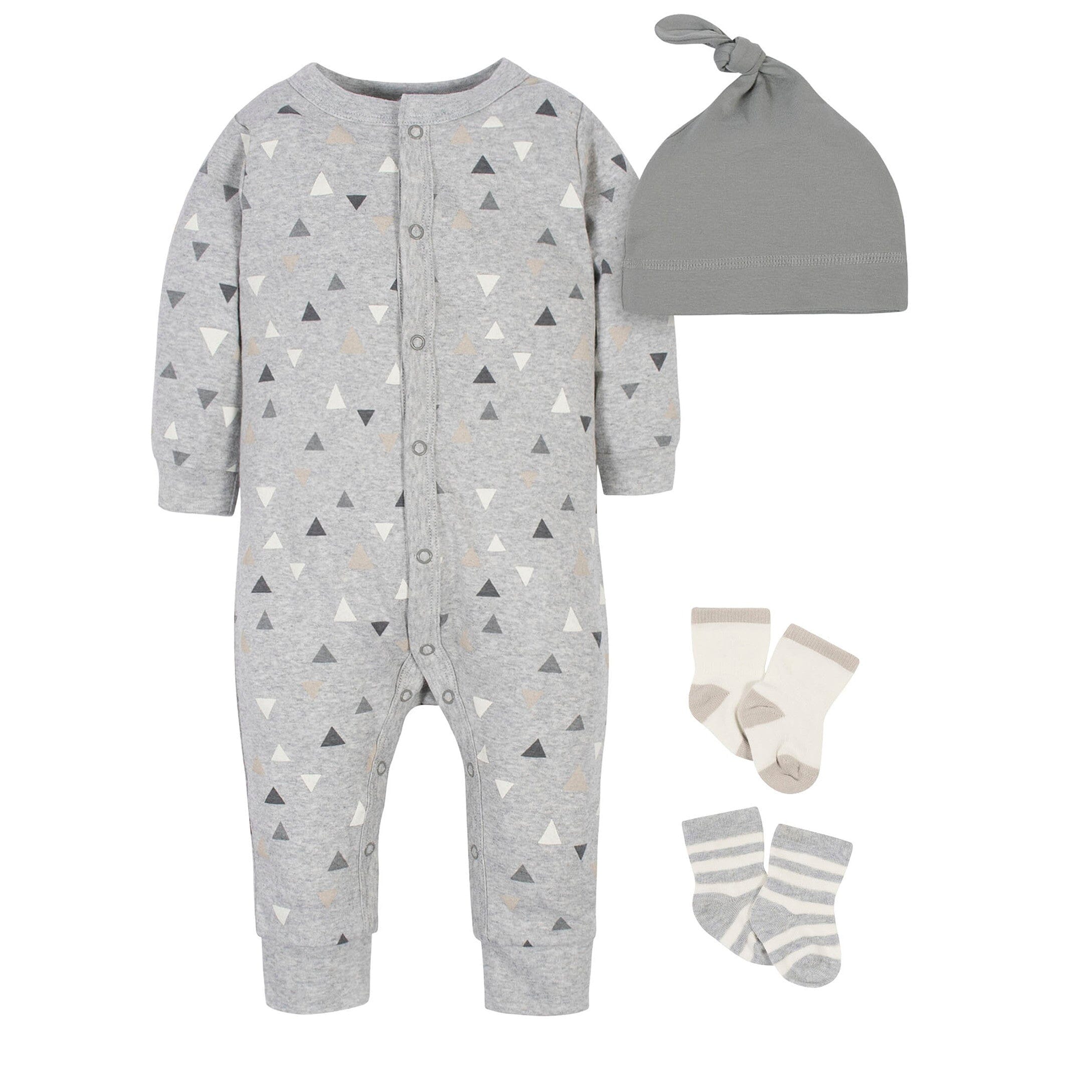 4-Piece Baby Boys Triangle Coverall Set