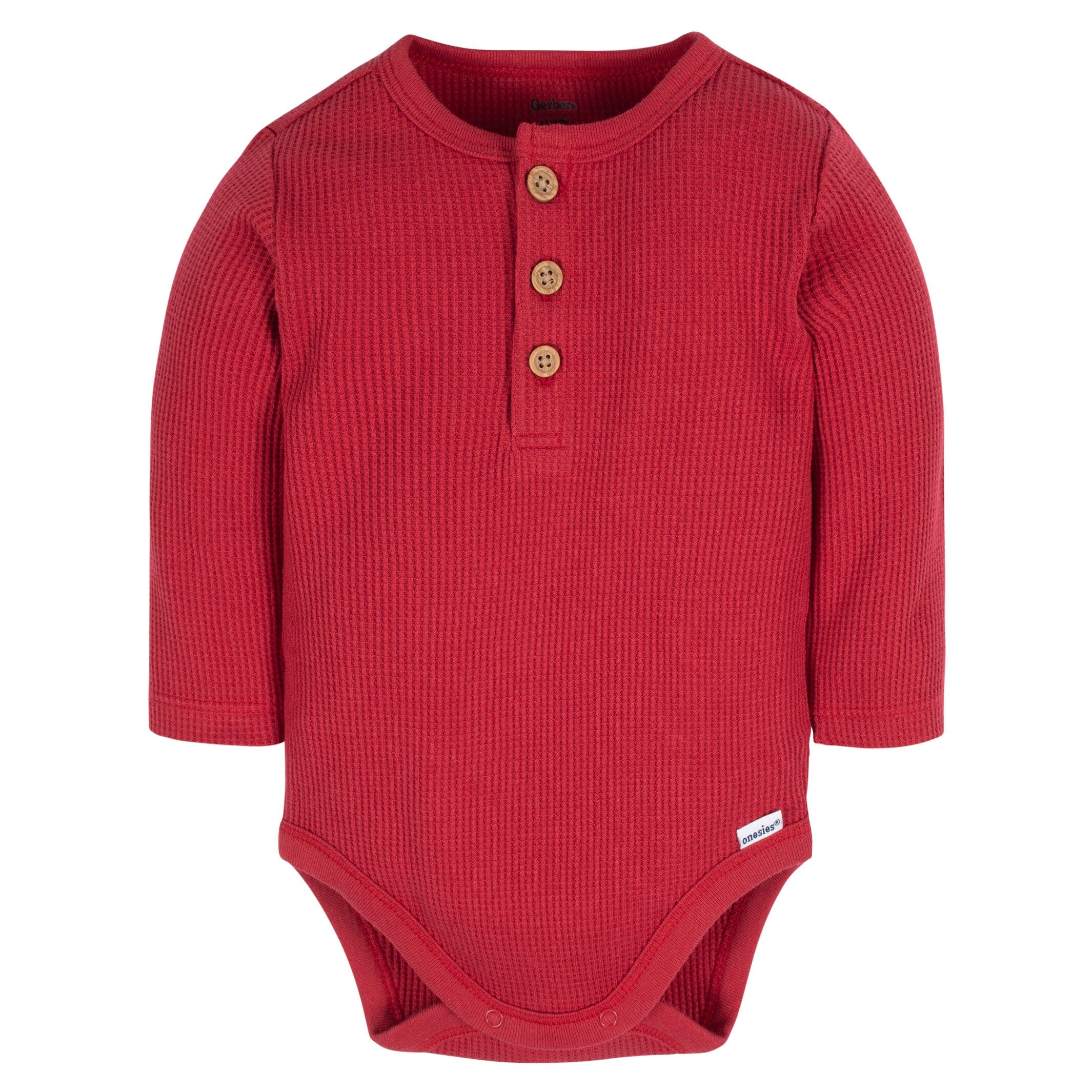 2-Pack Baby Boys Red & Heather Gray Long Sleeve Henley Onesies Bodysuits