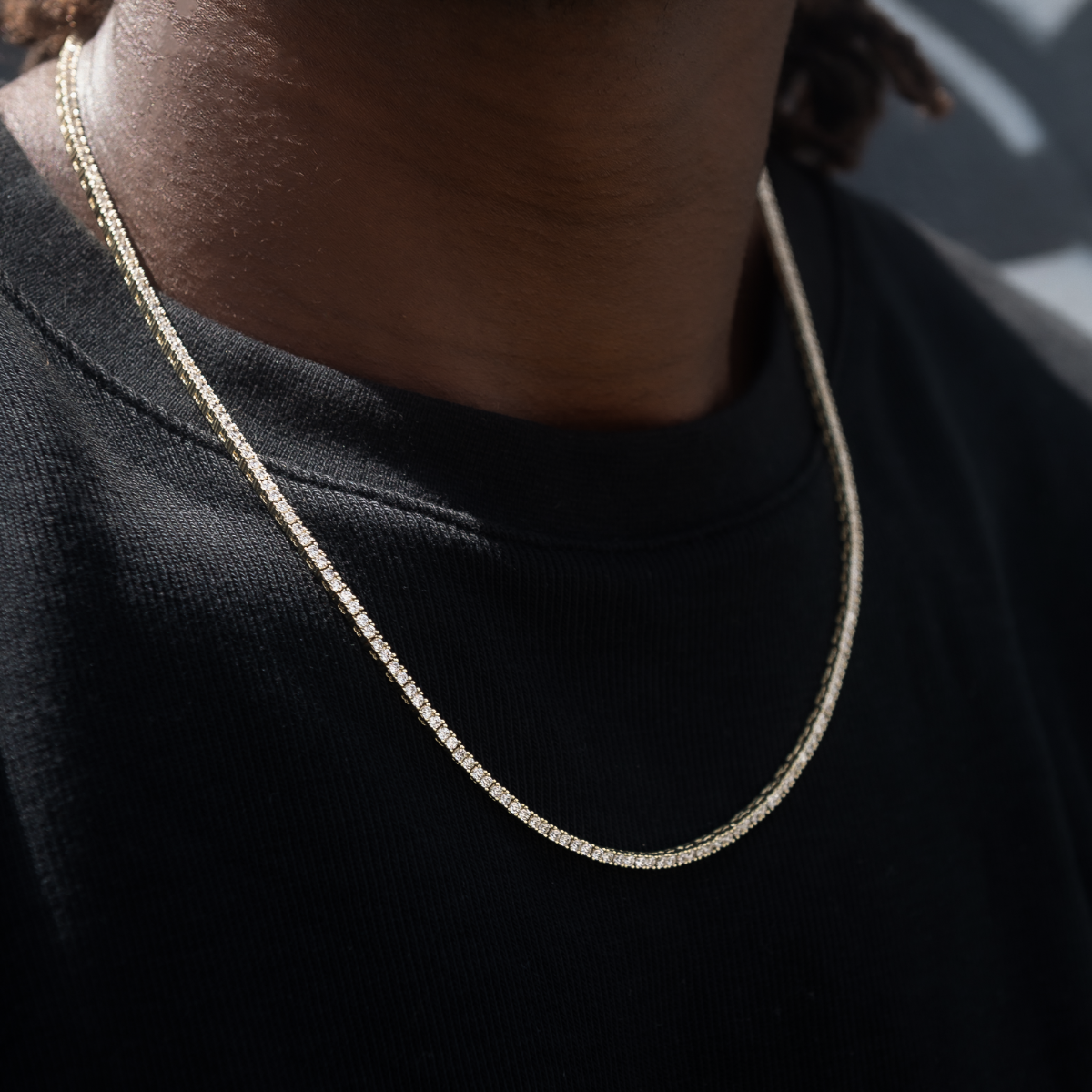 Diamond Tennis Chain in Yellow Gold- 2mm