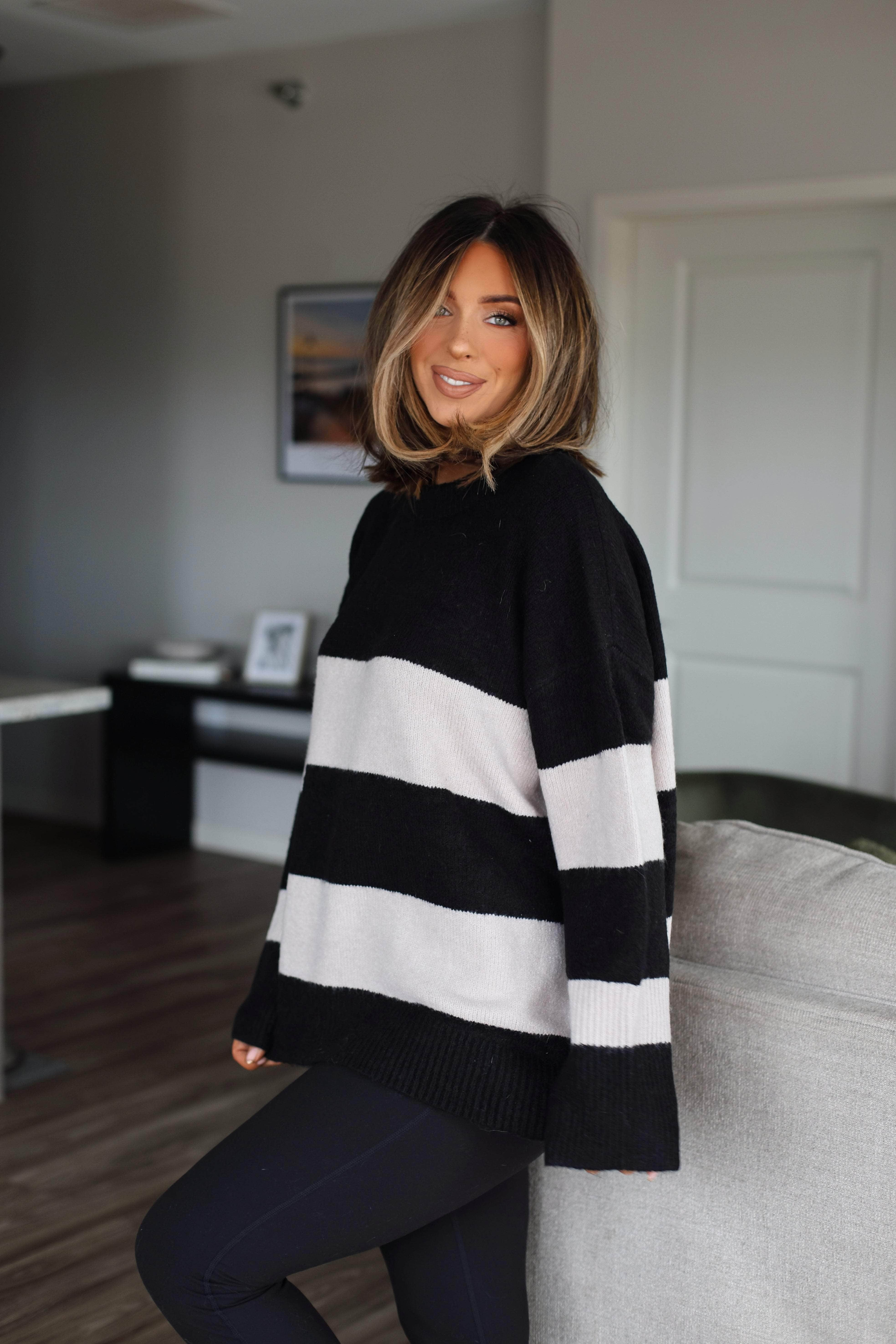 Oversized Striped Knit Sweater