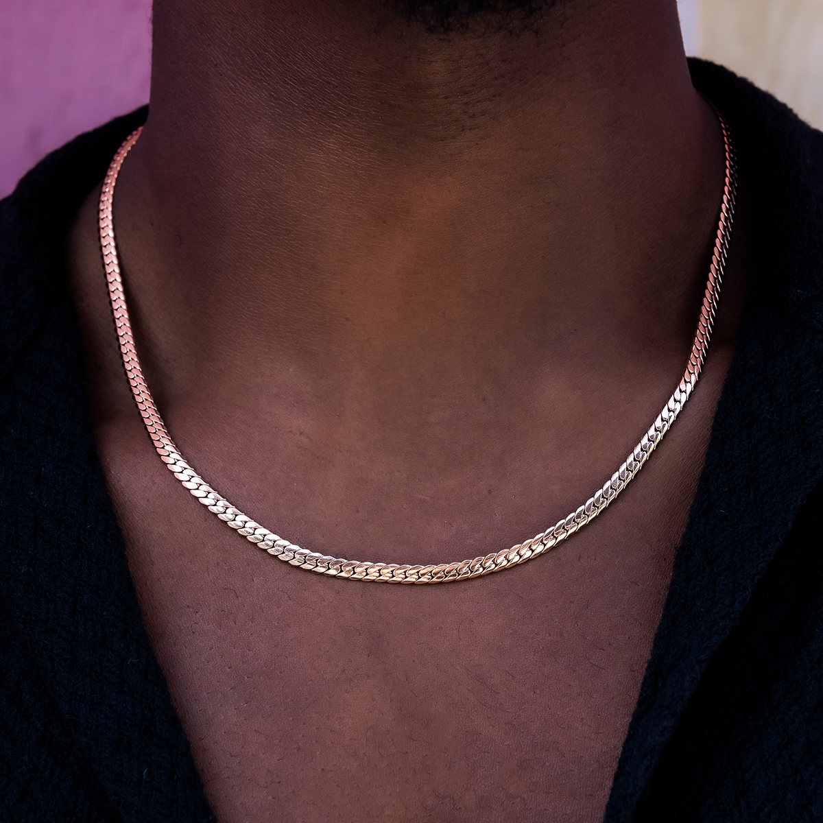 South Beach Cuban Chain in Rose Gold- 5mm