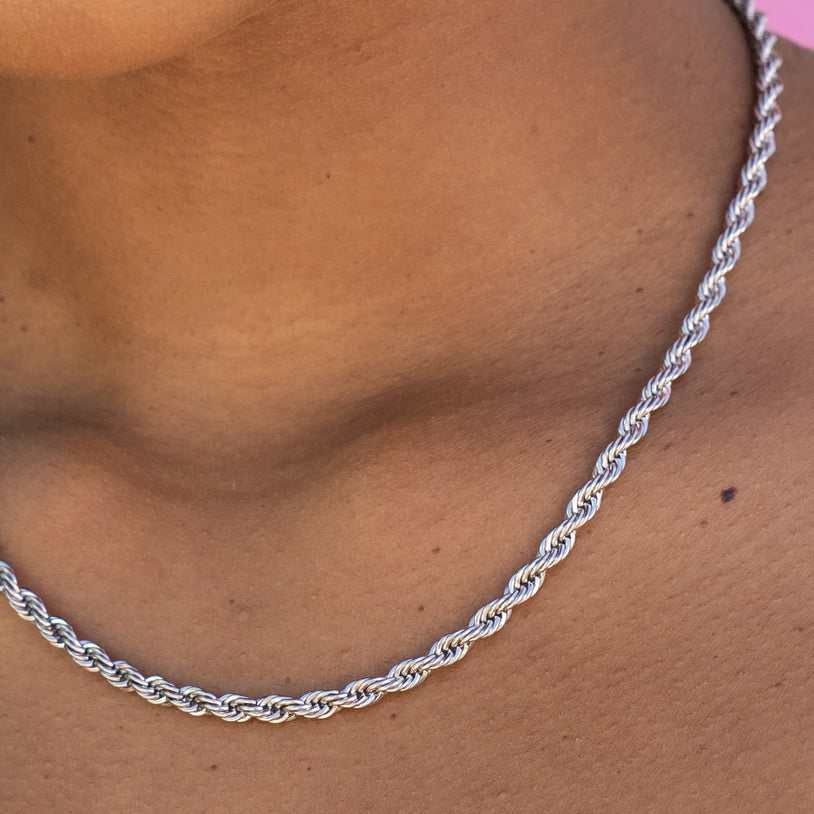 Rope Necklace in White Gold - 4mm