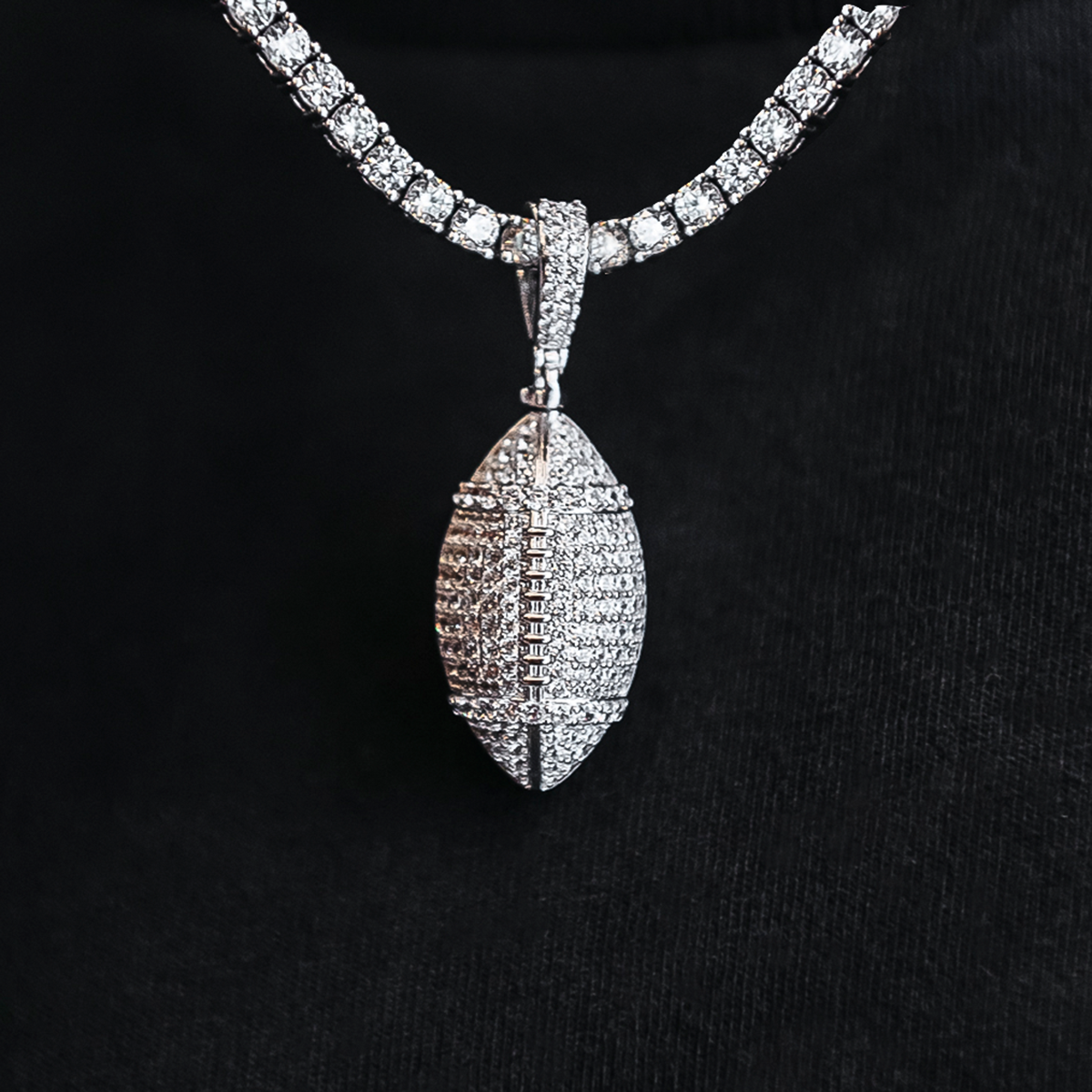 Iced Football Pendant