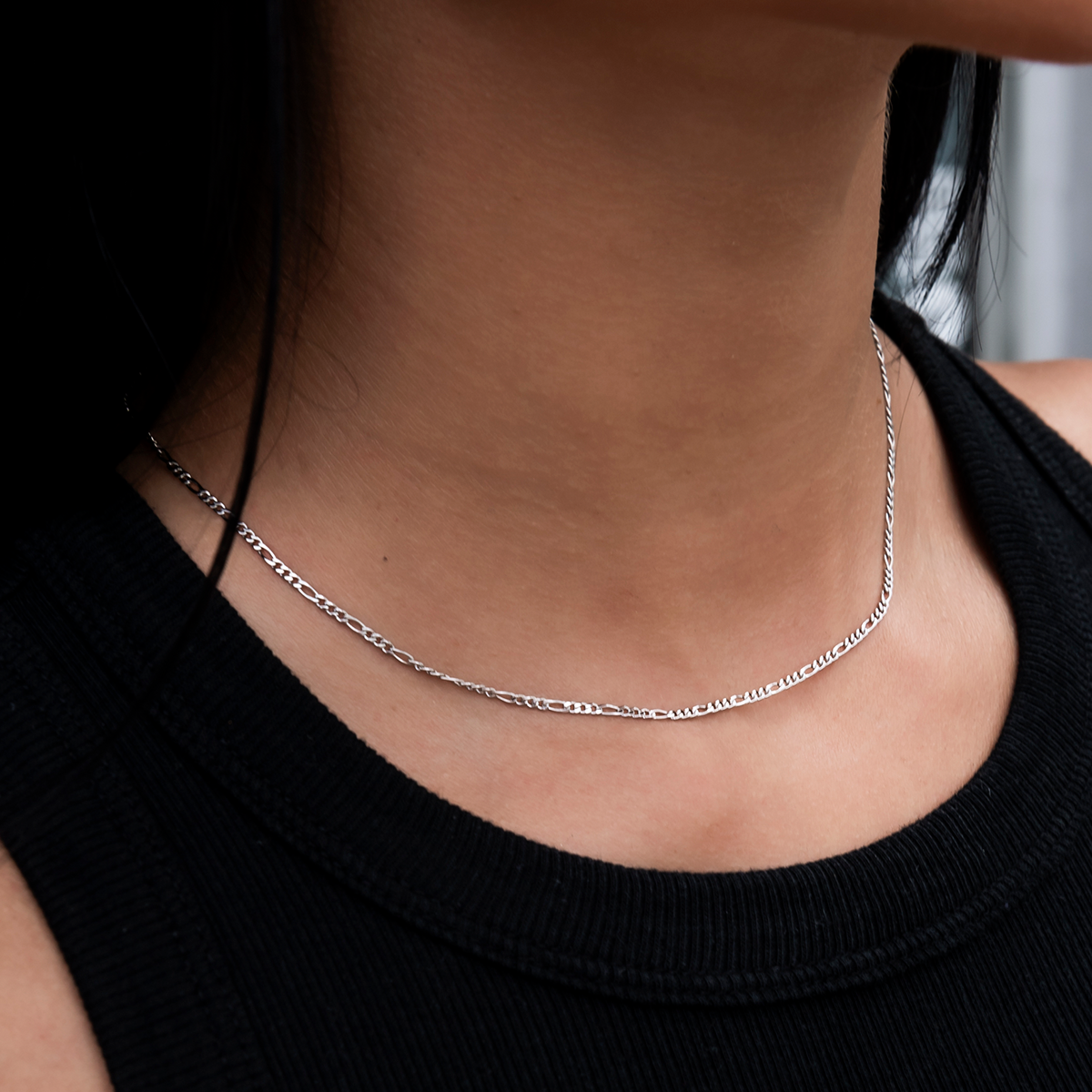 Figaro Necklace in White Gold- 2mm