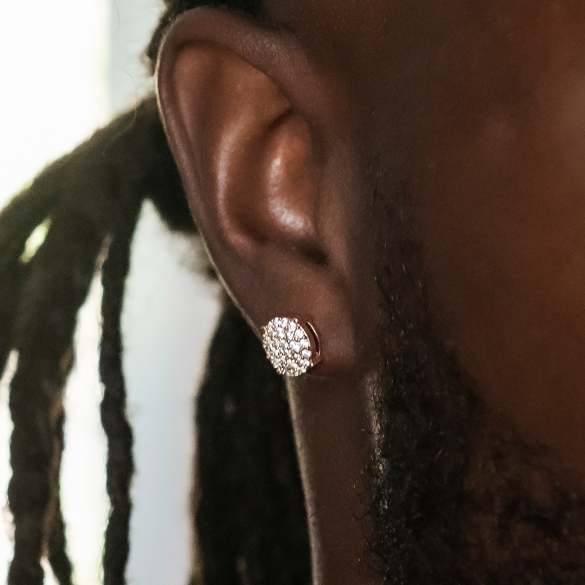 10mm Pave Round Earrings in Rose Gold