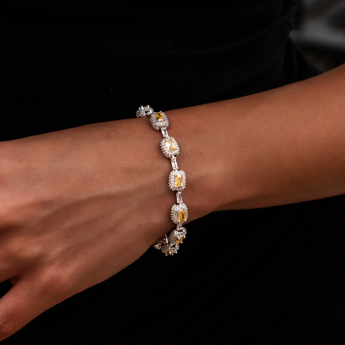 Iced Canary Cushion Cut Bracelet