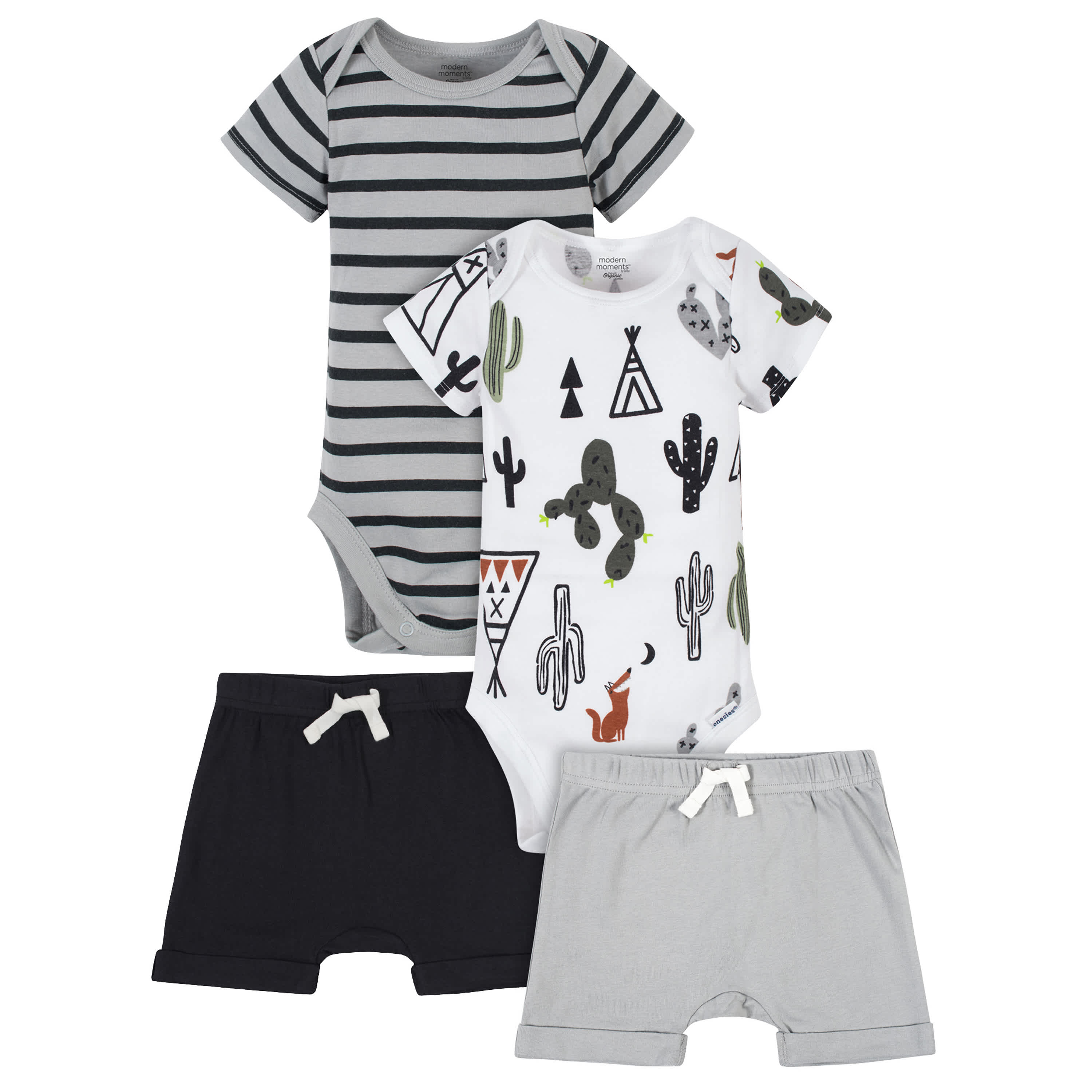 4-Piece Baby Boys Desert Organic Onesies Bodysuits & Shorts