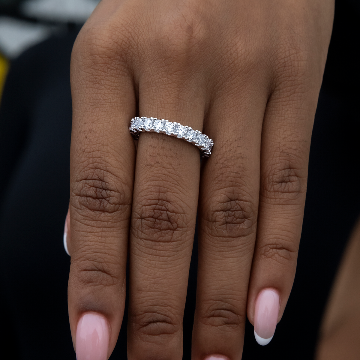 3mm Eternity Band Ring in White Gold Vermeil