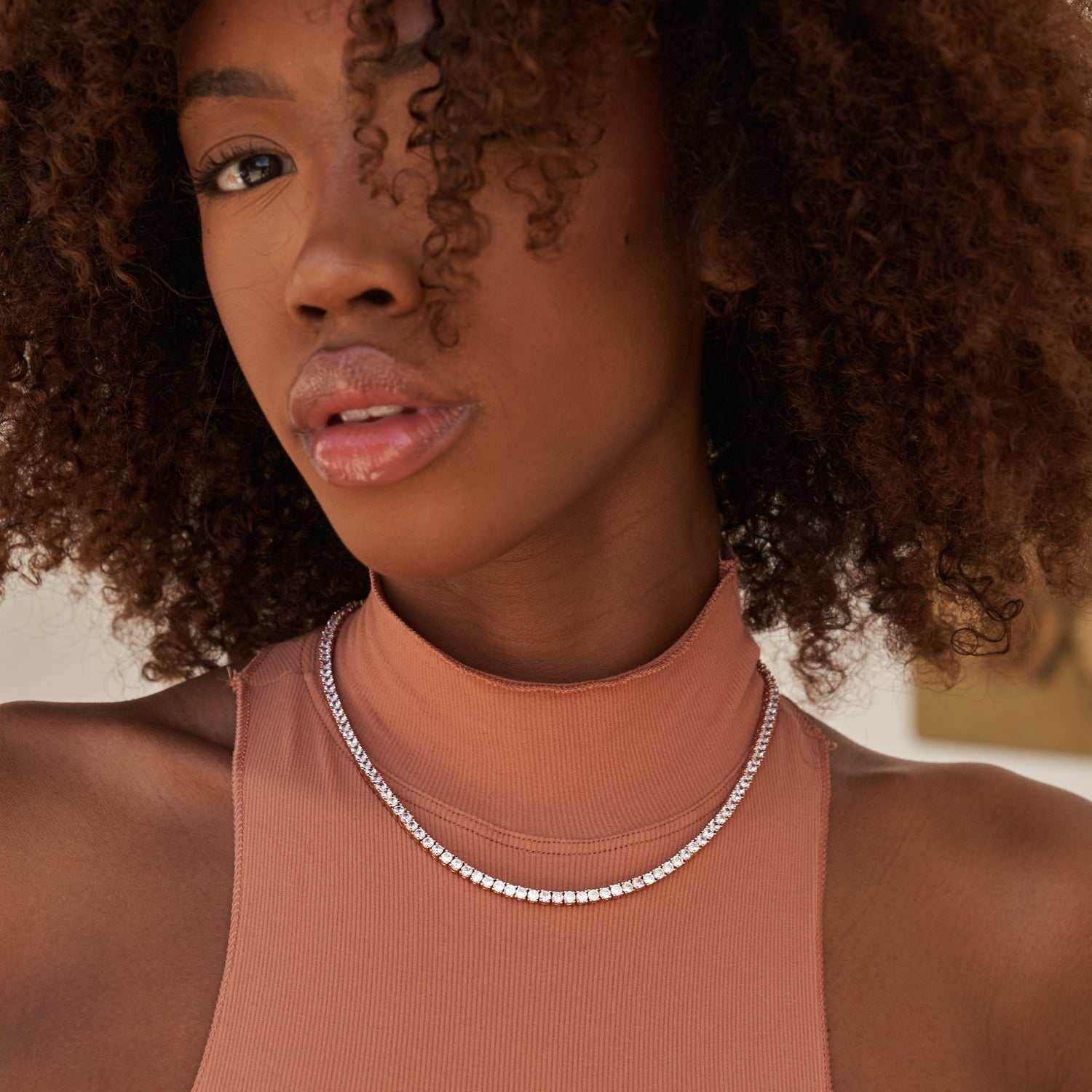 Diamond Tennis Necklace in Rose Gold- 3mm