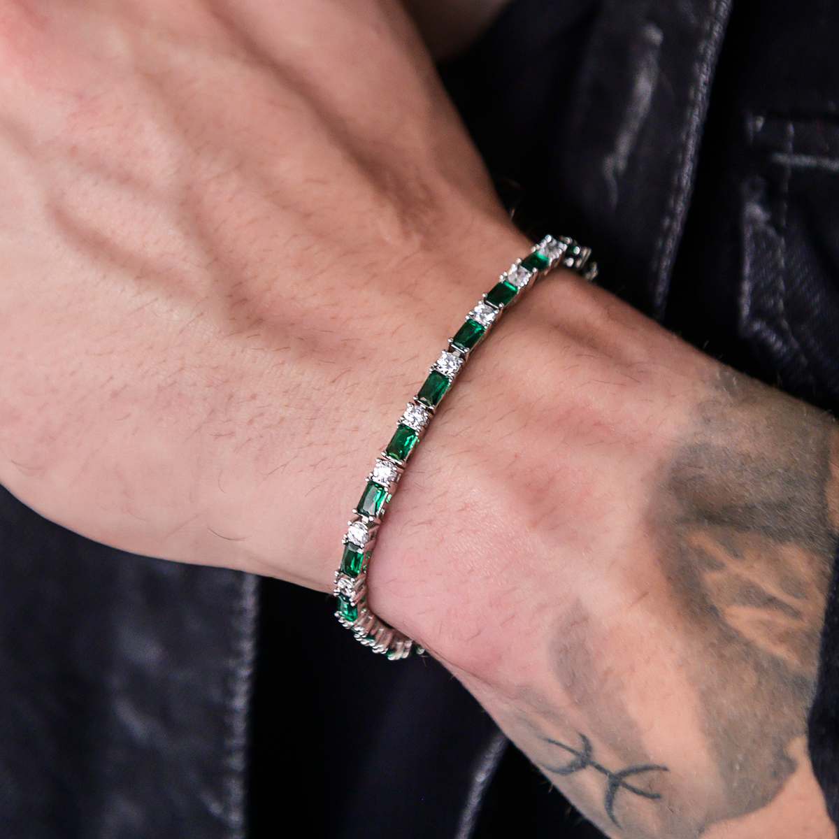 Emerald Baguette Tennis Chain + Bracelet Bundle