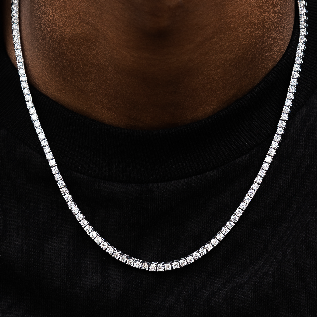 Diamond Tennis Necklace in White Gold- 3mm