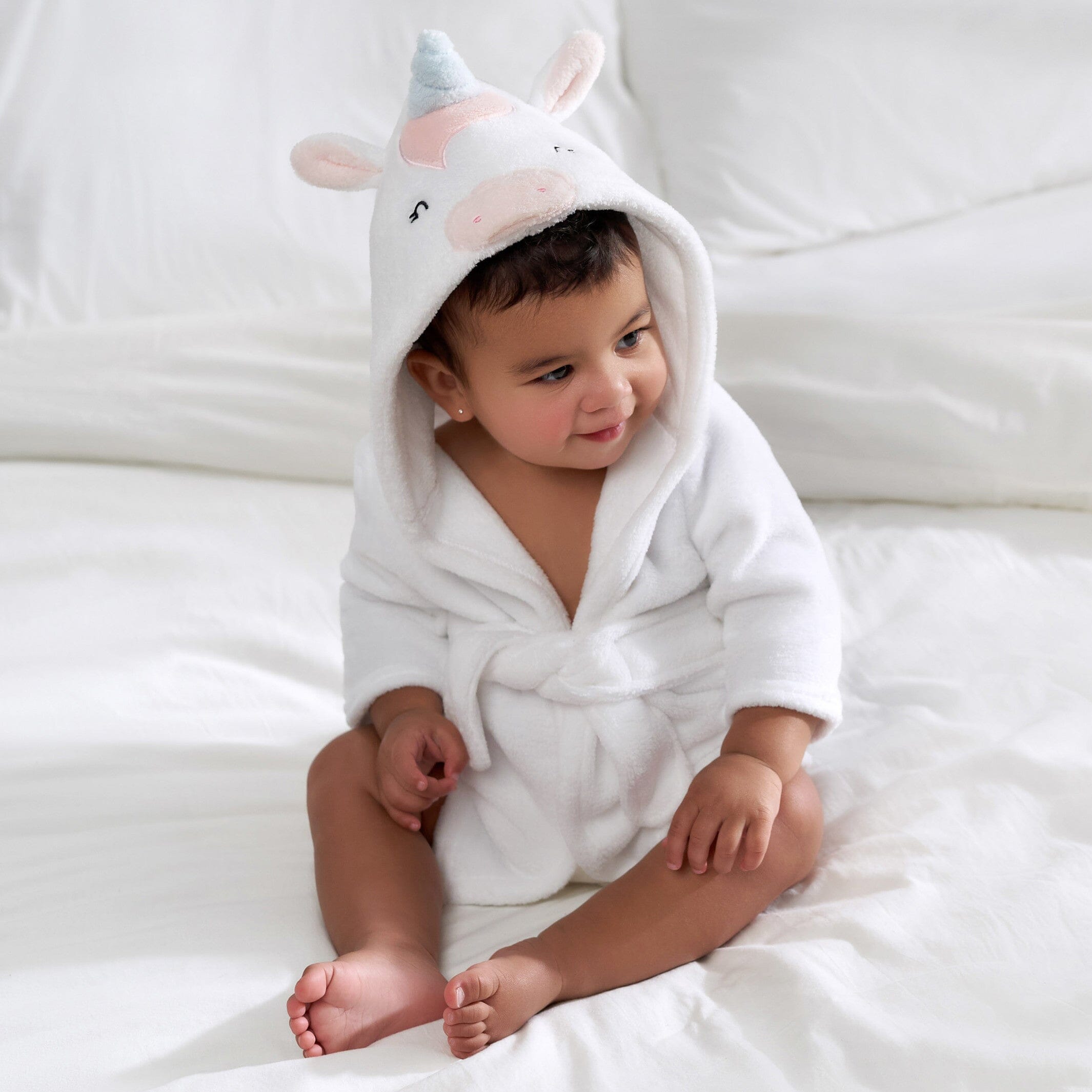 Embroidered Baby Girls Unicorn Robe