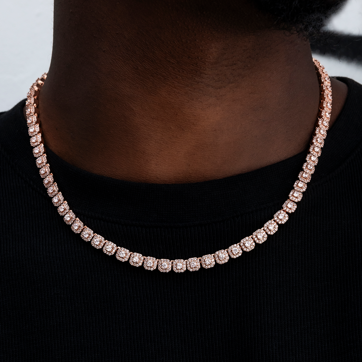 Micro Clustered Tennis Chain in Rose Gold