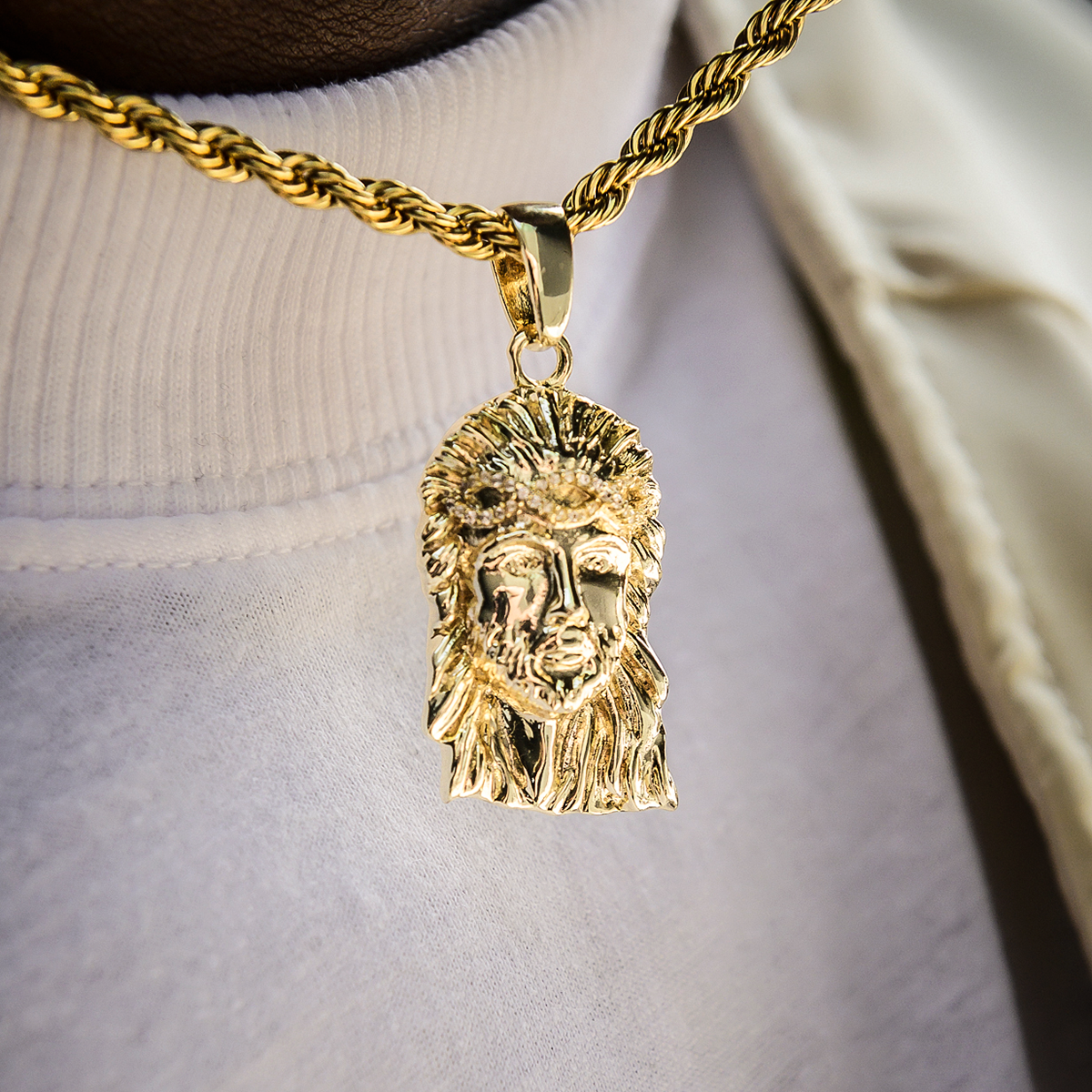 Diamond Crown Portrait of Jesus Pendant