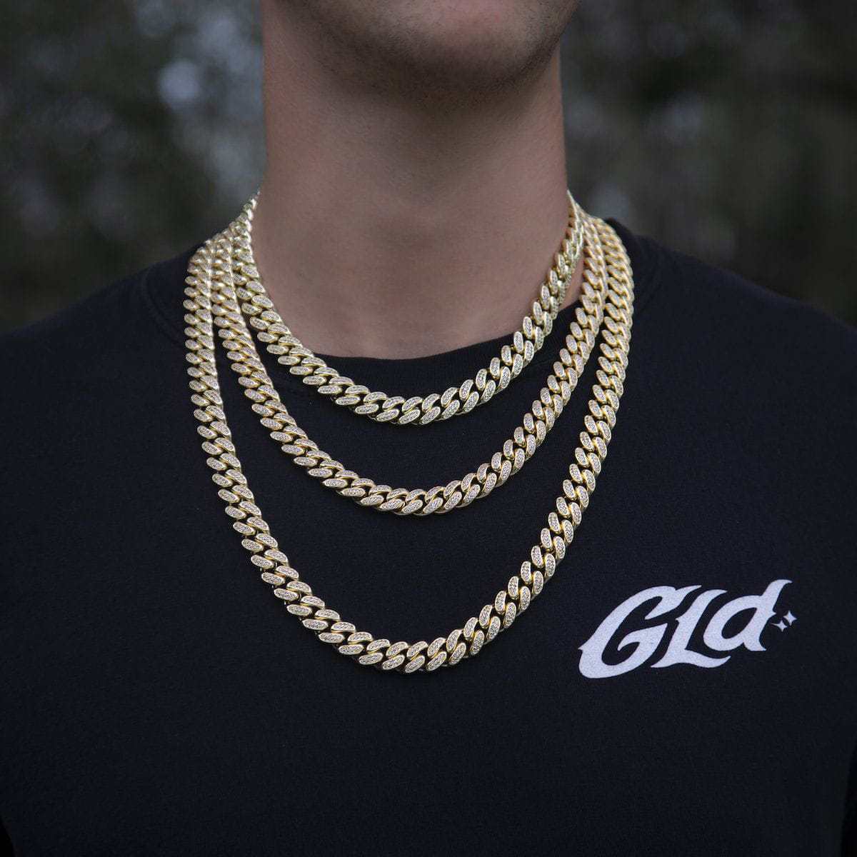 Diamond Cuban Link Chain in Yellow Gold - 12mm