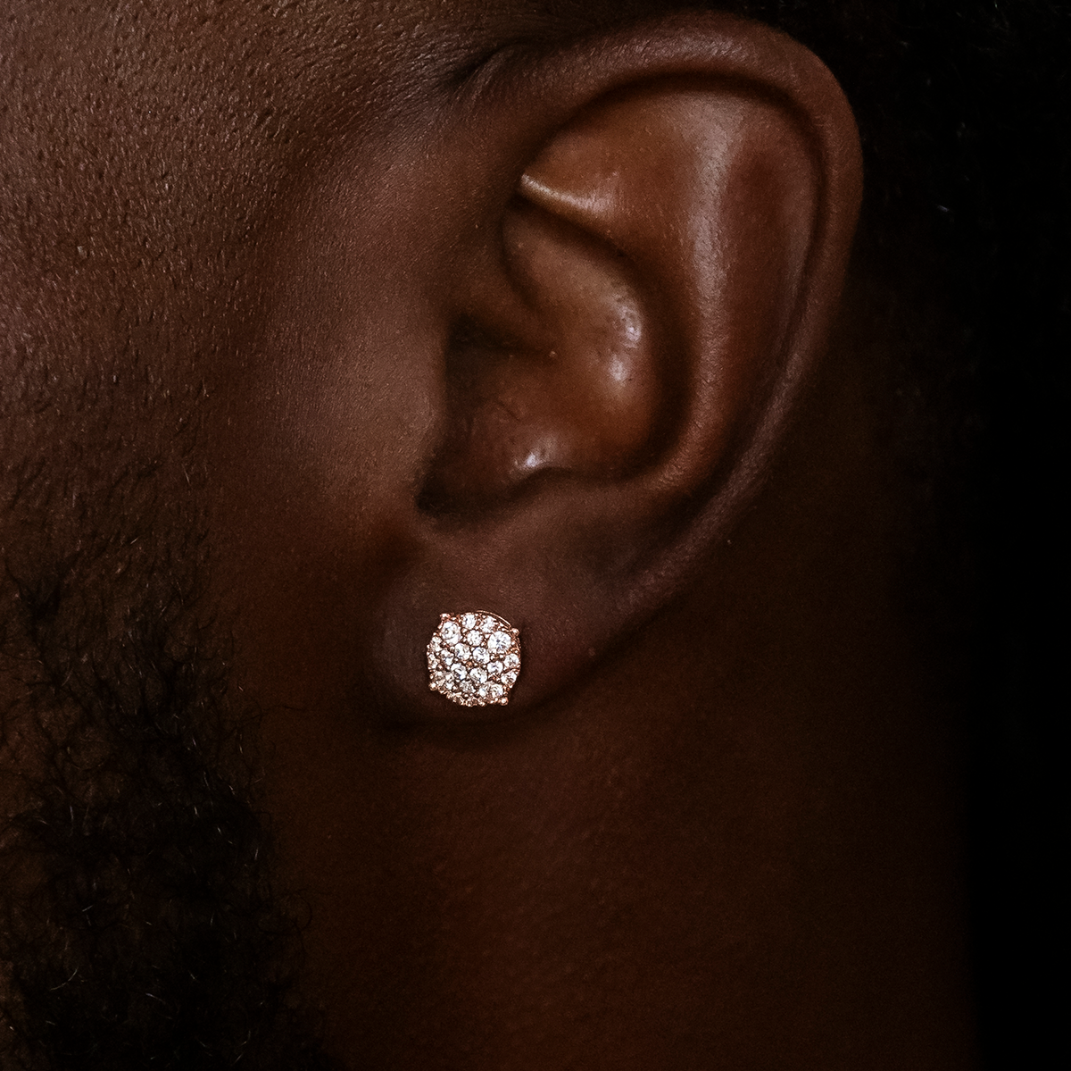 8mm Pave Round Earrings in Rose Gold