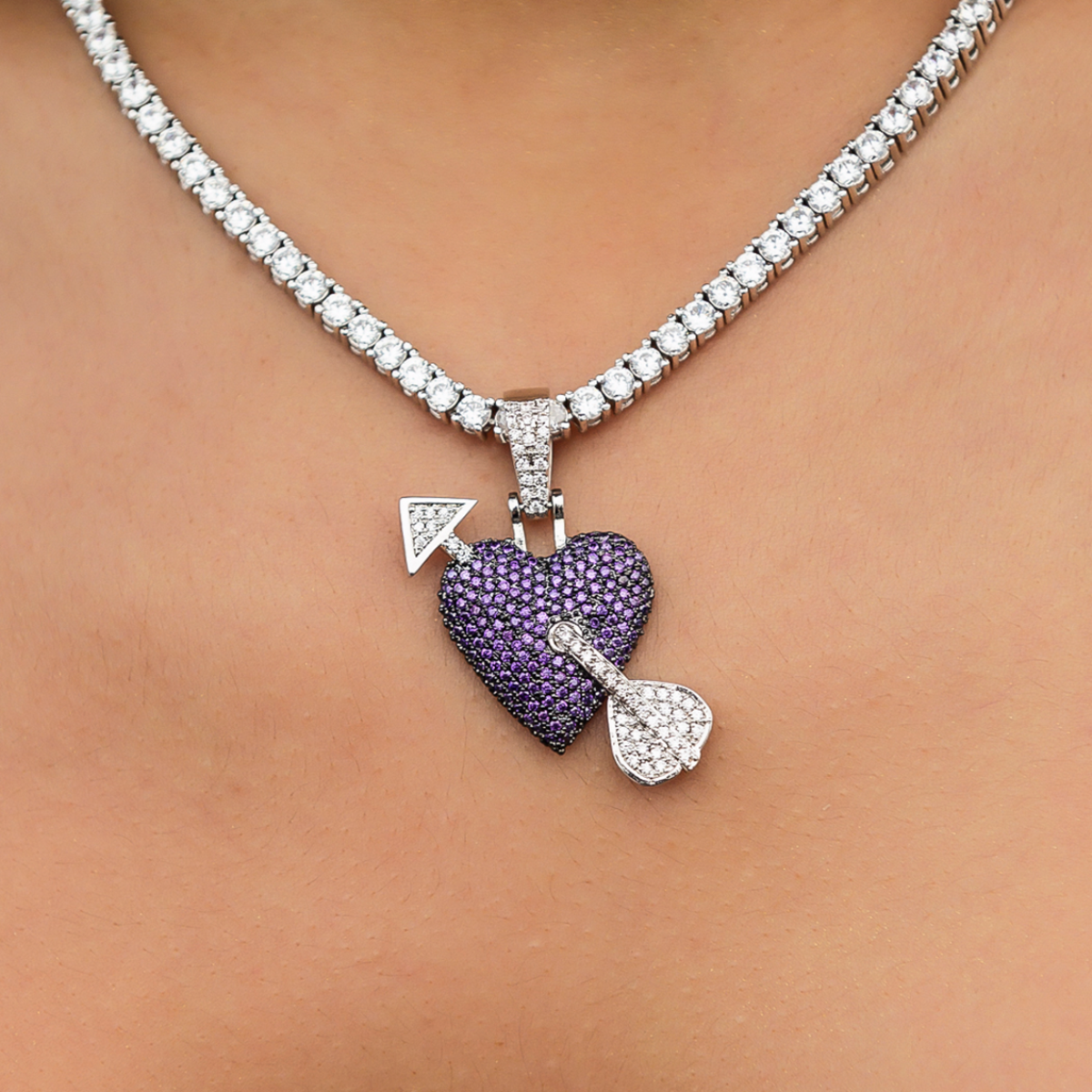 Purple Heart Pendant in White Gold