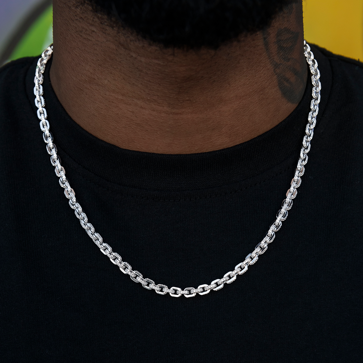 Iced Box Chain in White Gold