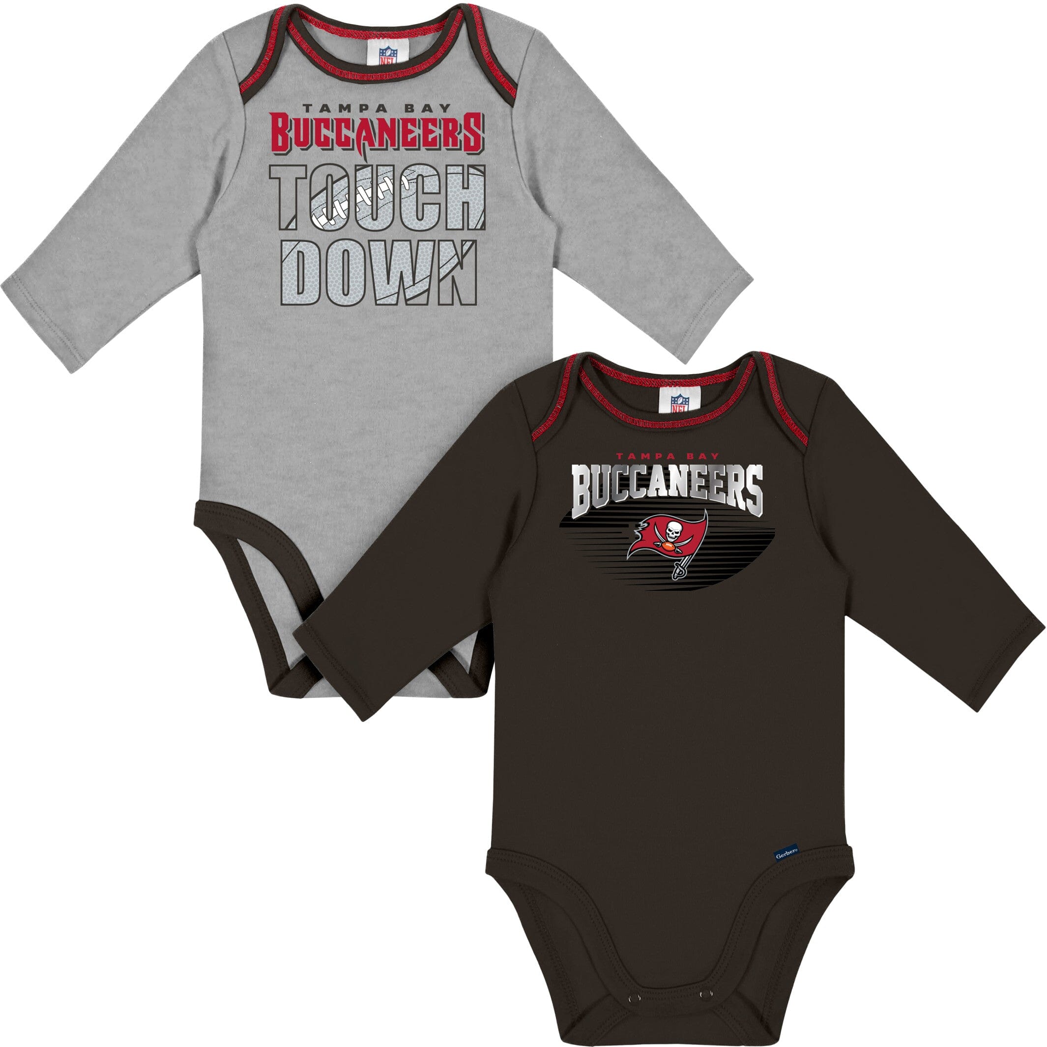 2-Pack Baby Boys Buccaneers Long Sleeve Bodysuits