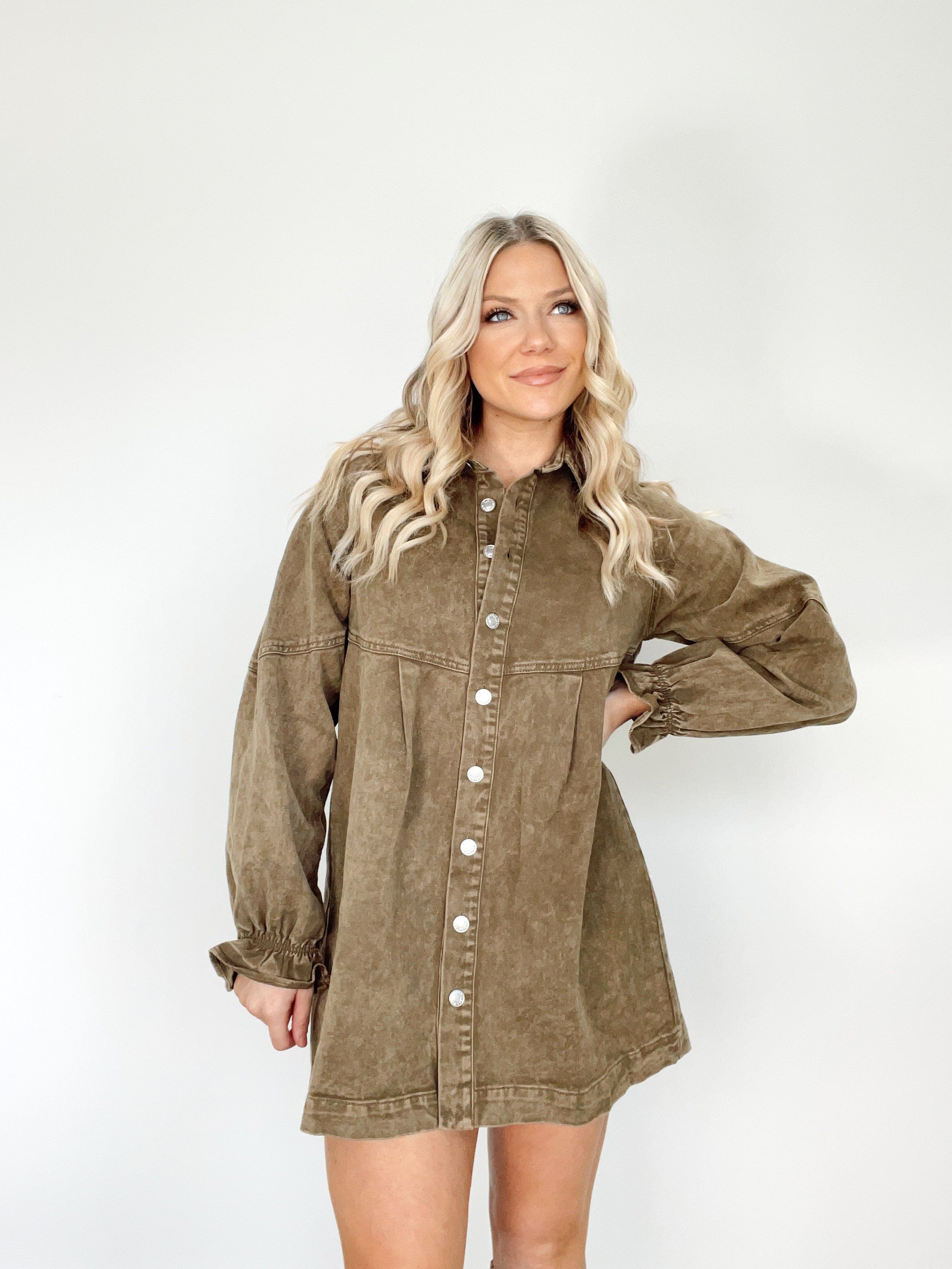 Olive Denim Tunic Dress