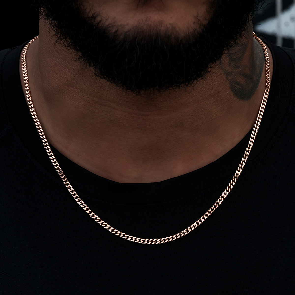 Micro Cuban Chain in Rose Gold- 3mm