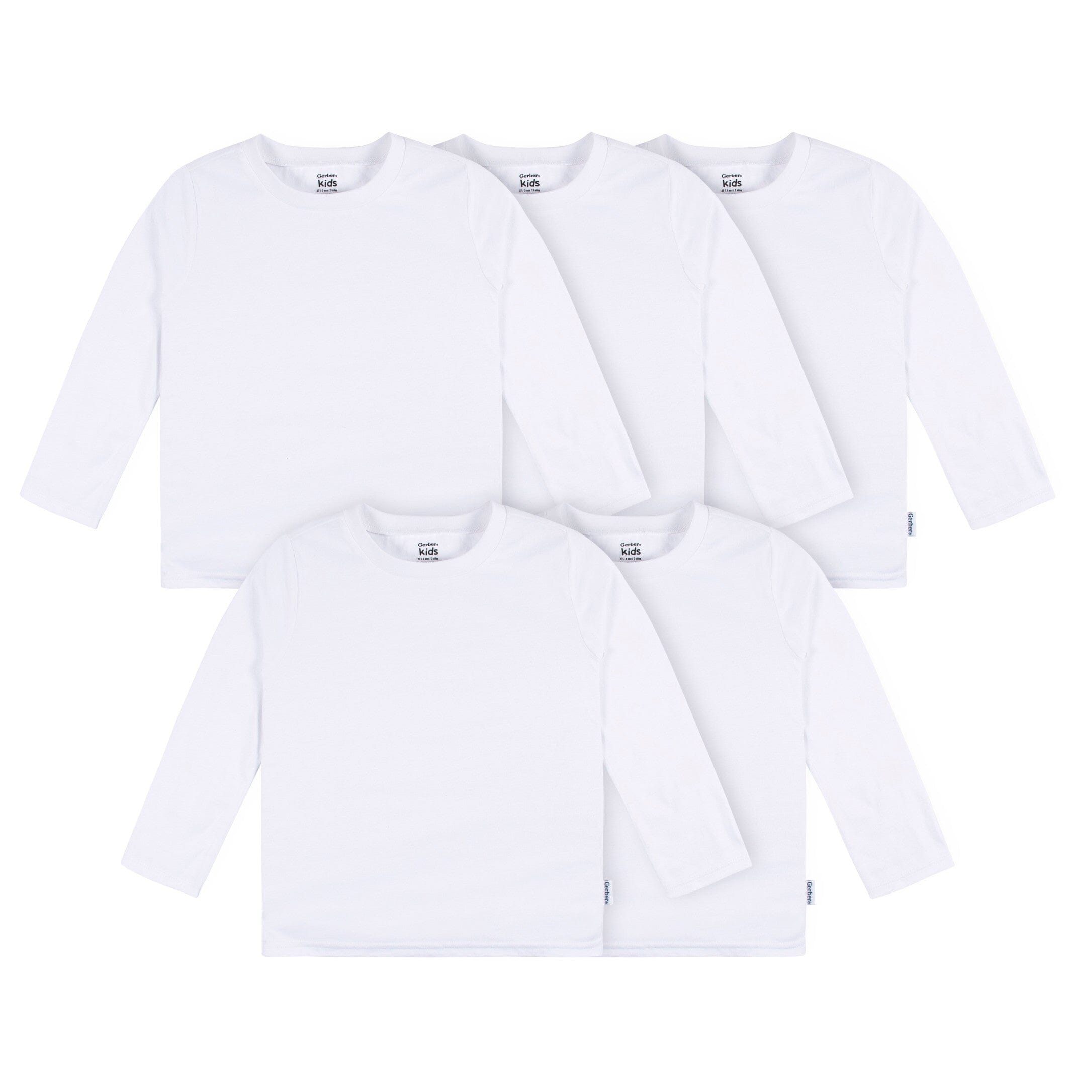 5-Pack Baby & Toddler White Long Sleeve Tees