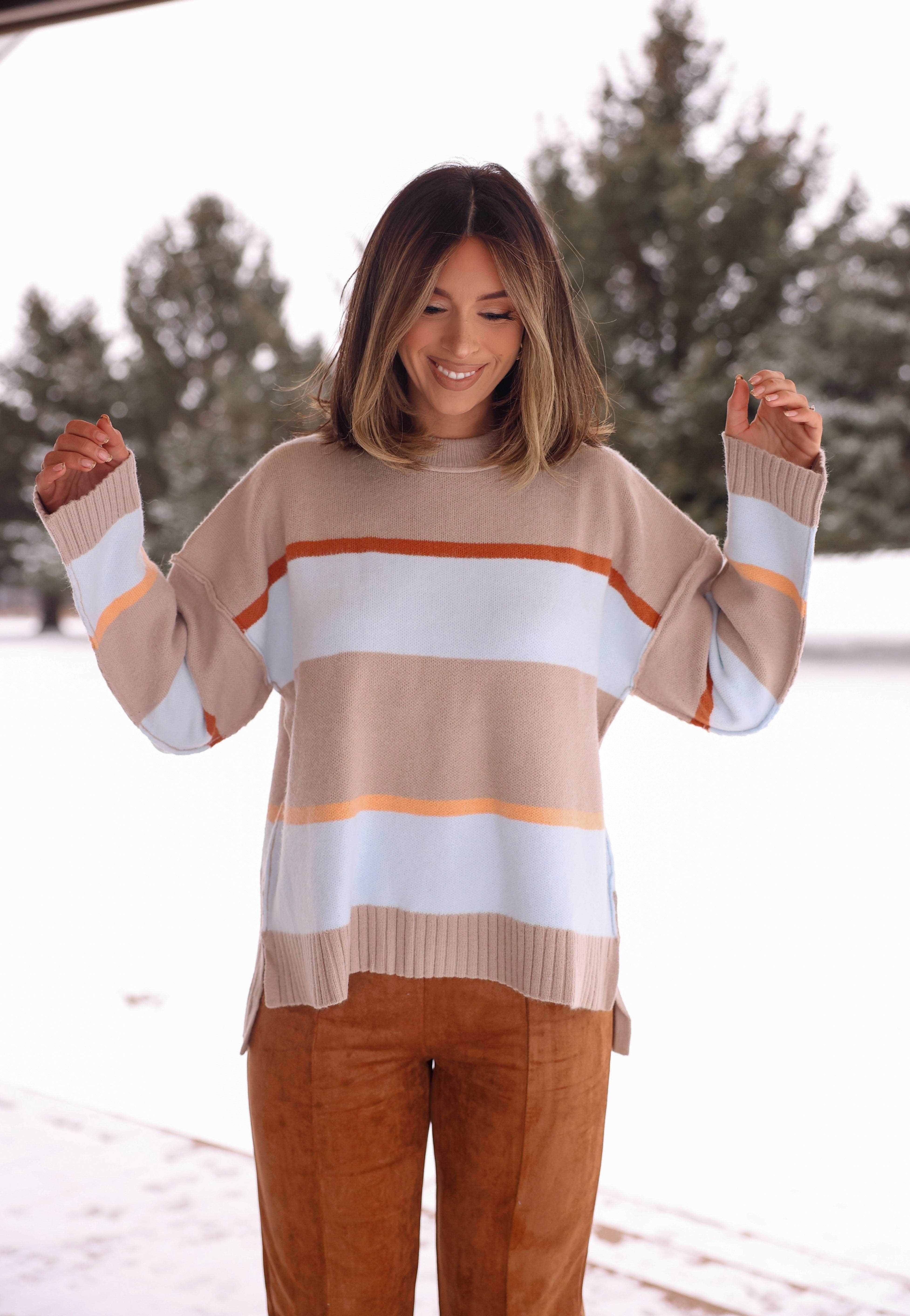 Catching Snowflakes Striped Sweater