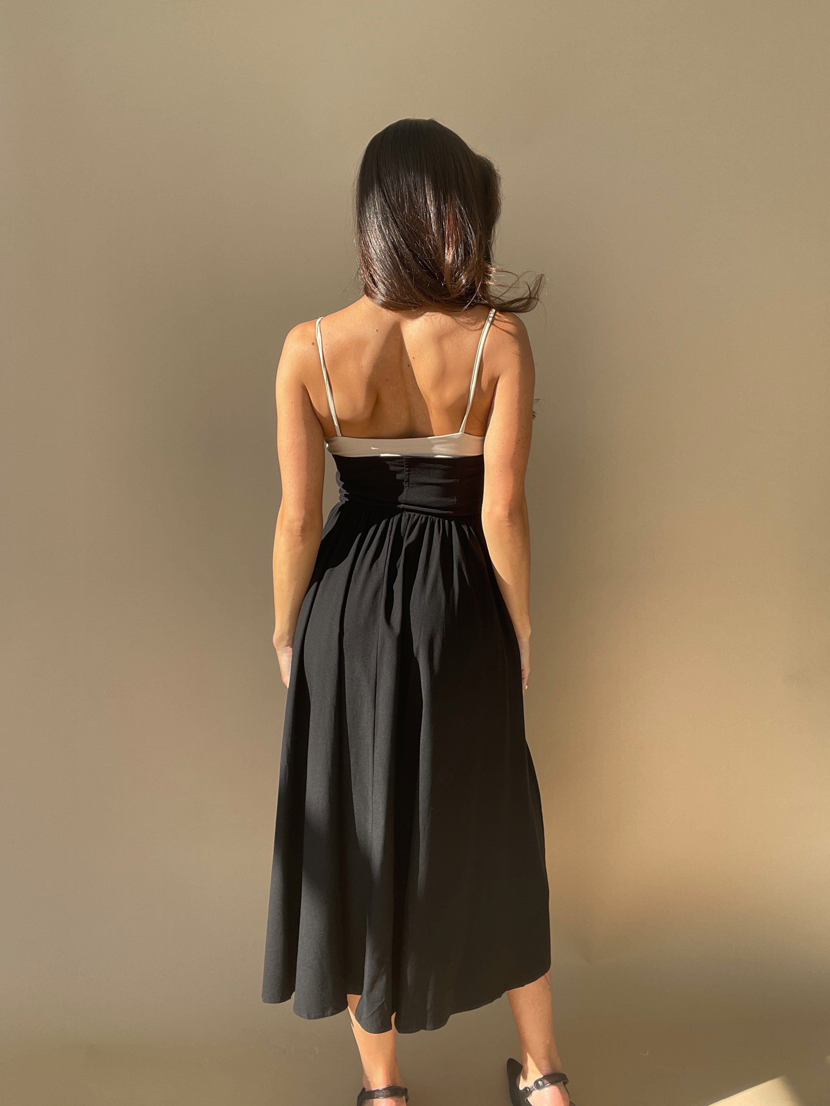 Black Corset Drop Waist Dress