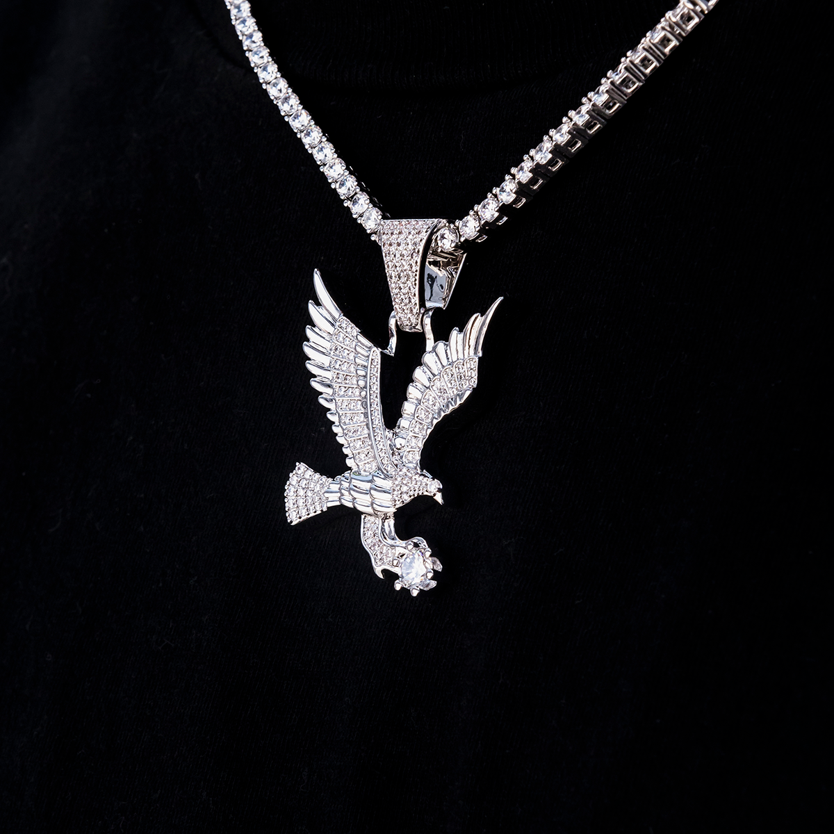 GLD Eagle Pendant in White Gold