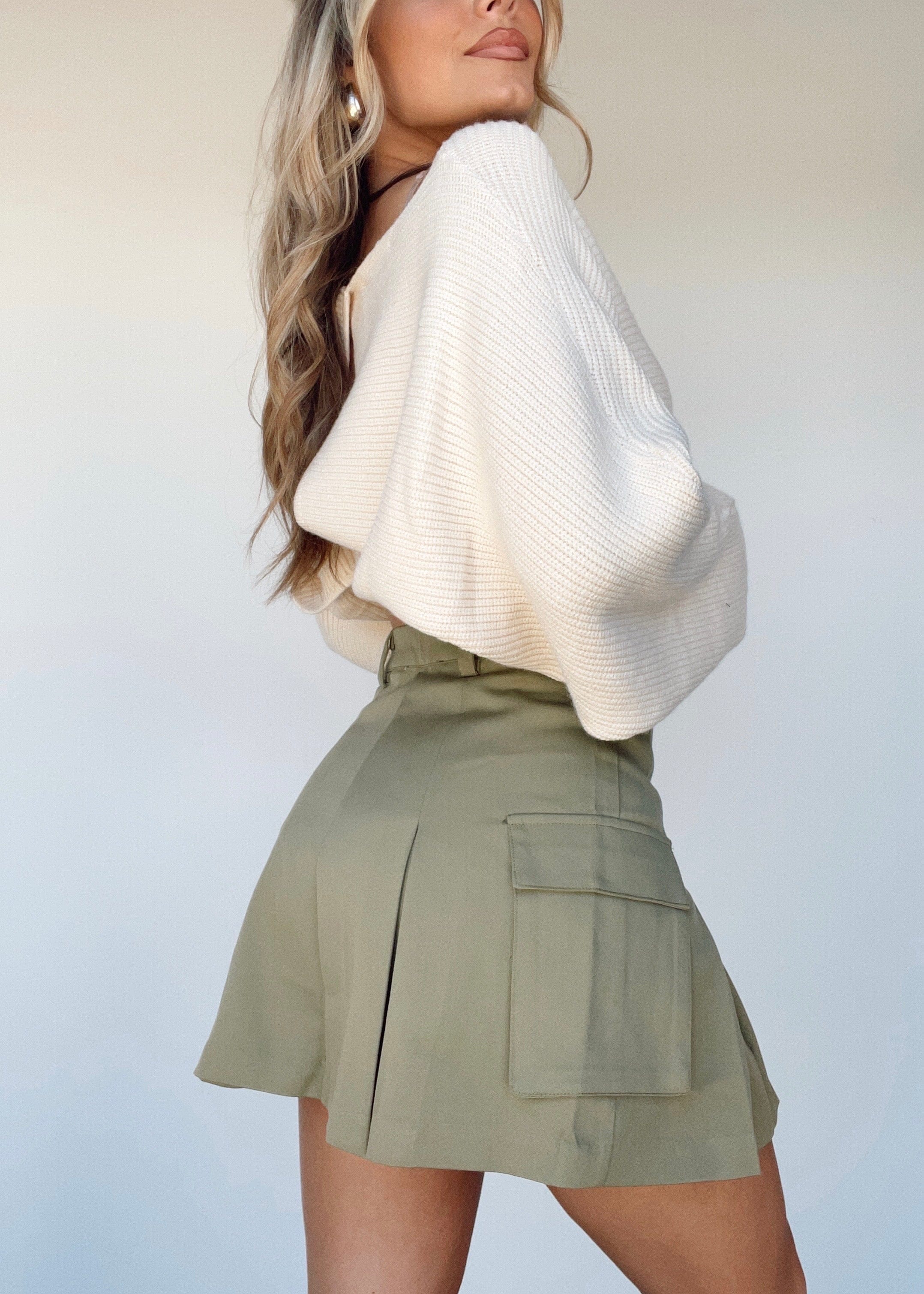 Olive Mini Utility Skirt