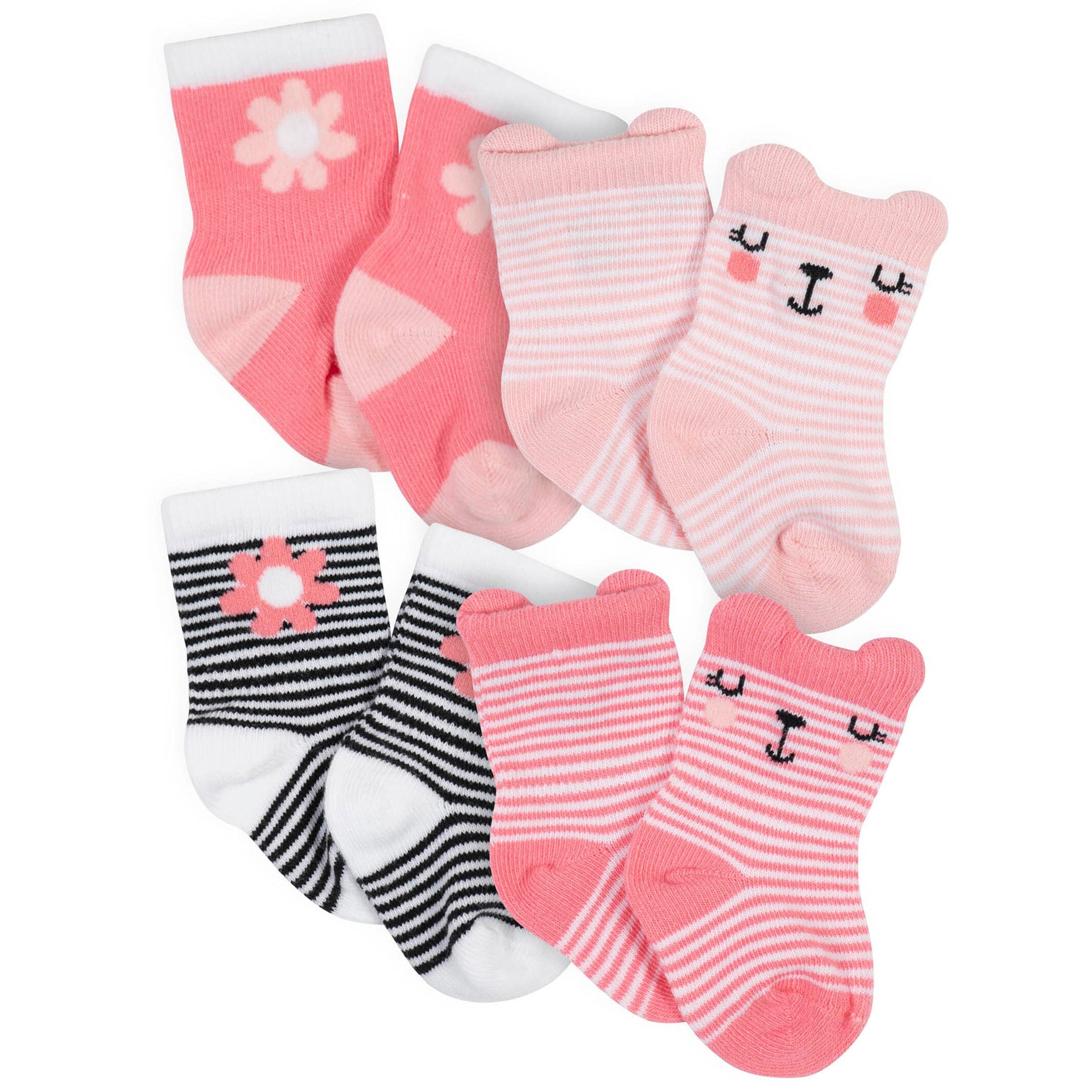 12-Pack Baby Girls Love, Floral, & Fairy Tale Wiggle-Proof Socks