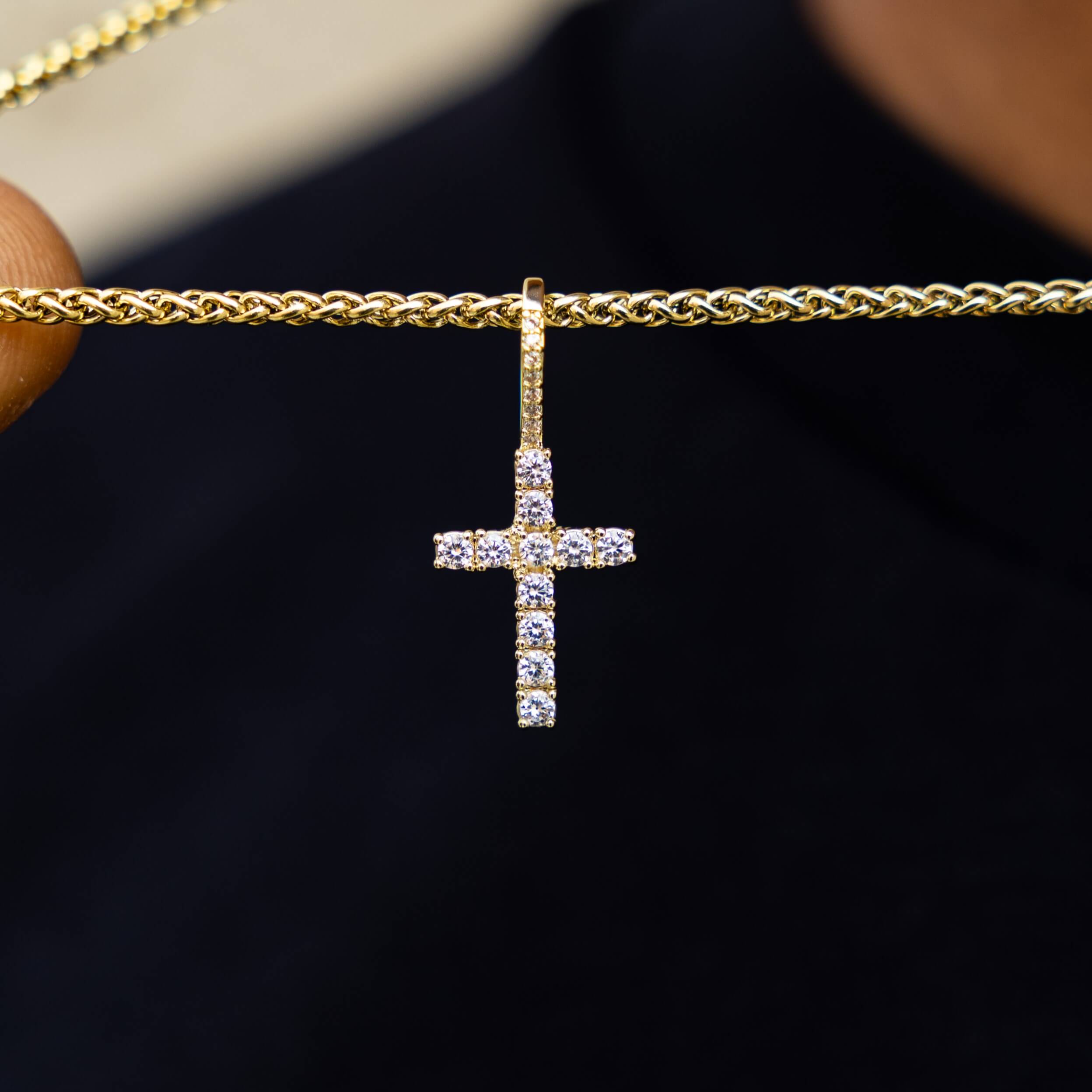 Micro Diamond Cross + Palm Chain Set