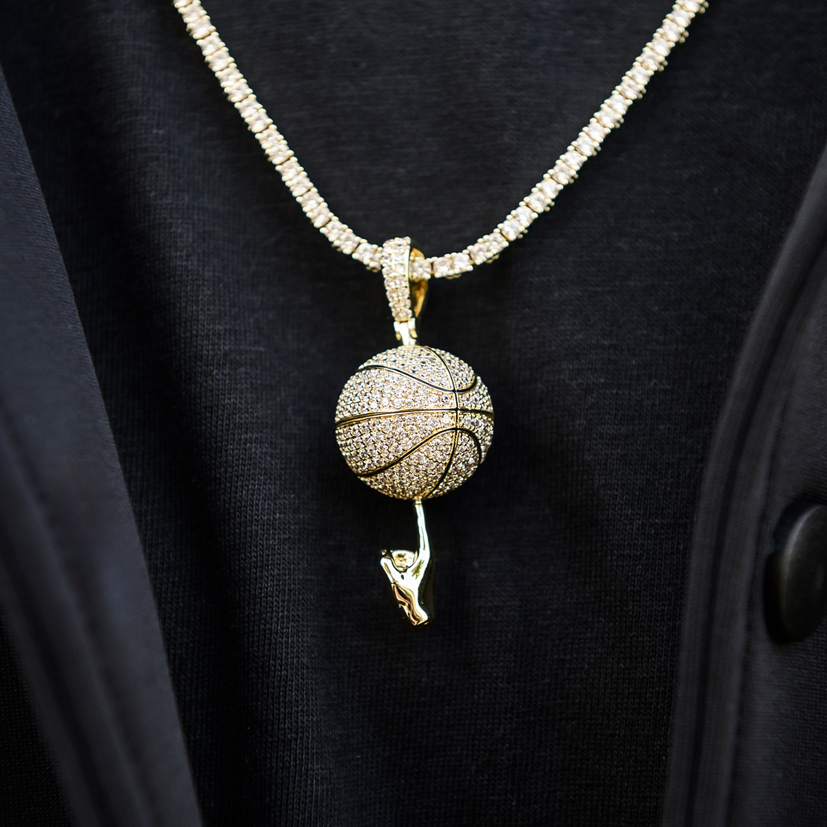 Iced Basketball Pendant