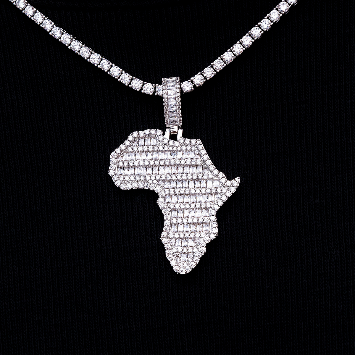 Iced Baguette Africa Pendant