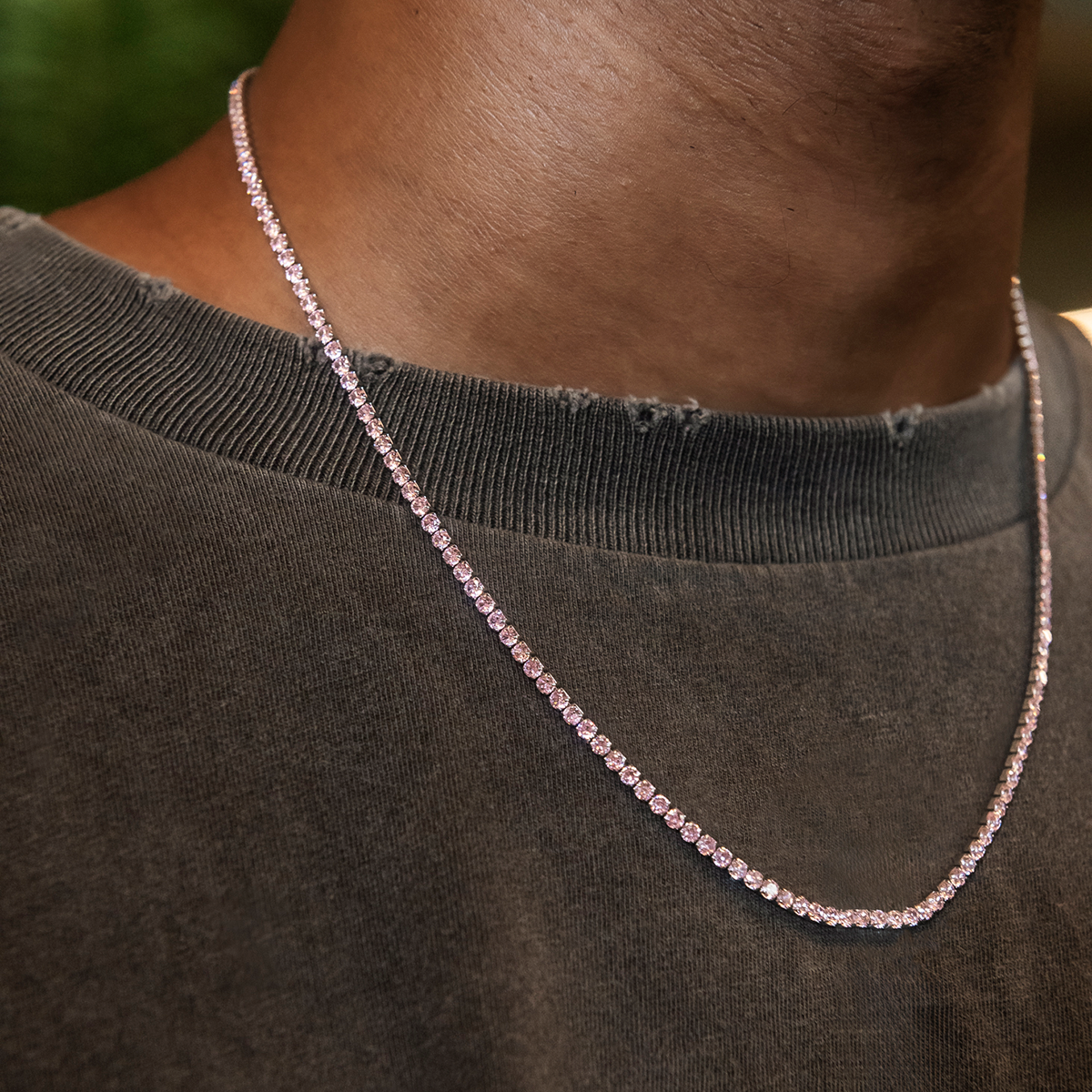 Pink Diamond Micro Tennis Chain