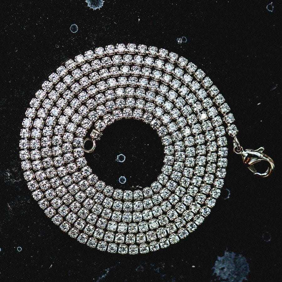 Micro Tennis Necklace in White Gold