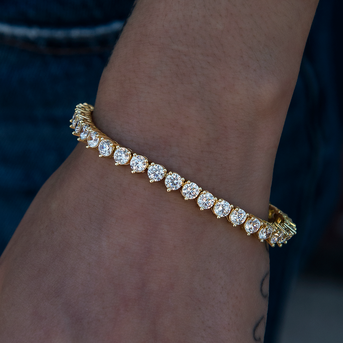 3 Prong Tennis Bracelet in Yellow Gold