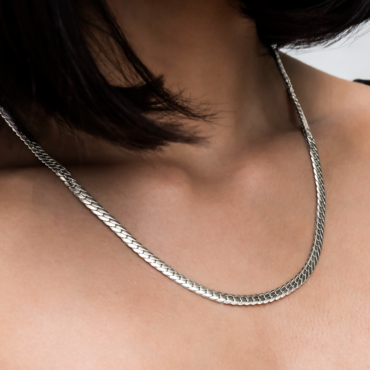 South Beach Cuban Necklace in White Gold- 5mm