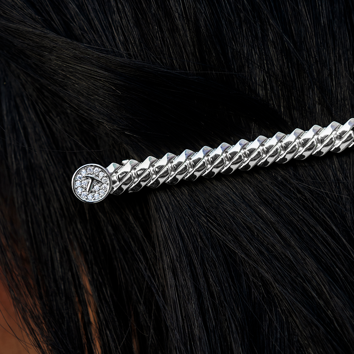 Miami Cuban Barrette in White Gold- 8mm